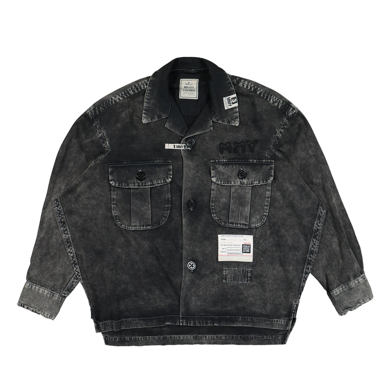 Maison Mihara Yasuhiro Amateur Sewn Aged Shirt Black Detail view 1 | Gate