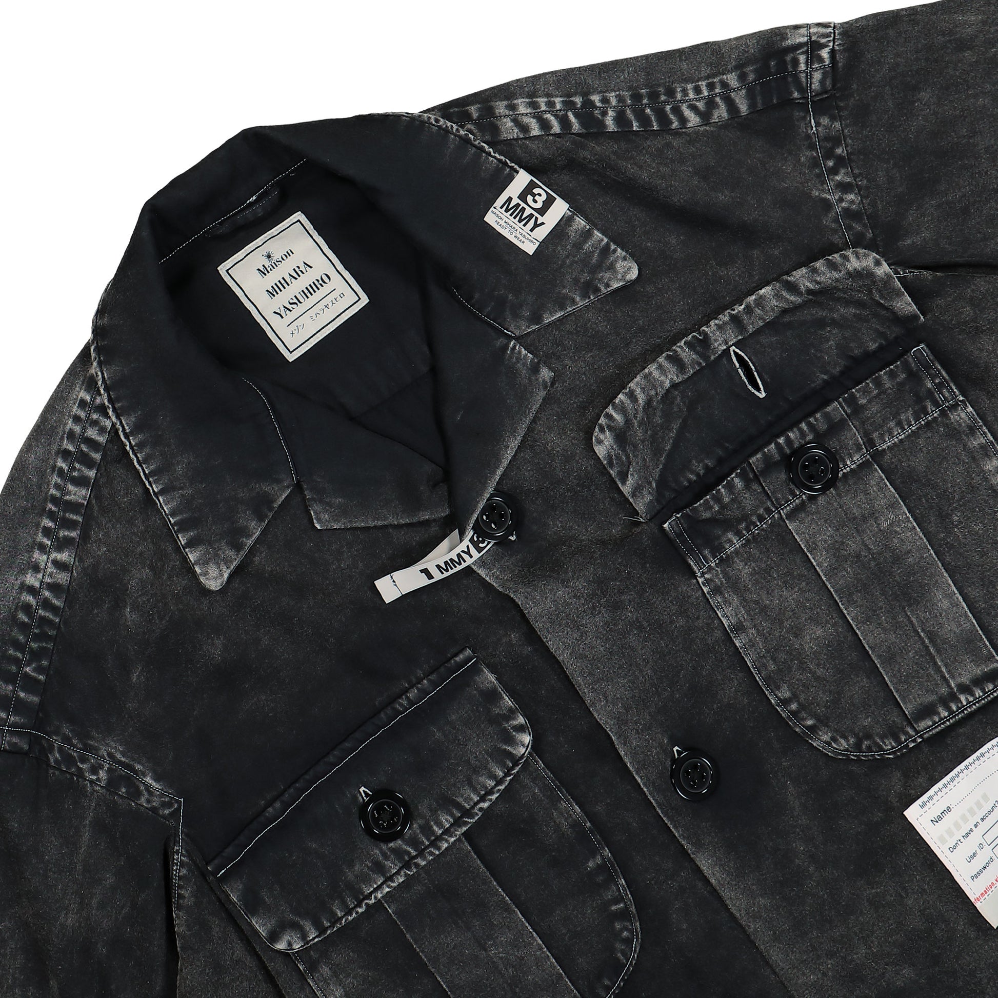 Maison Mihara Yasuhiro Amateur Sewn Aged Shirt Black Detail view 4 | Gate