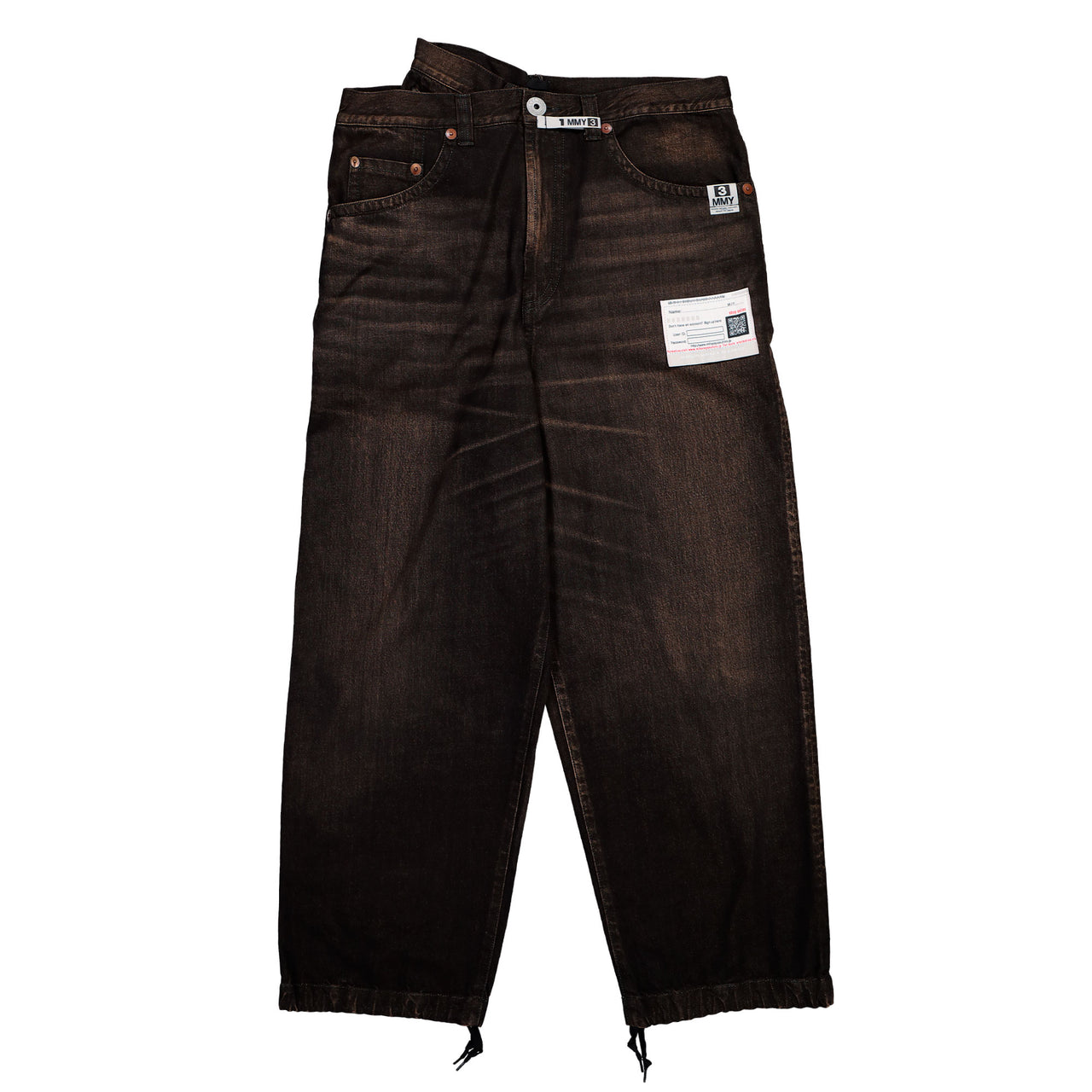 Maison Mihara Yasuhiro Huge Layered Denim Pants Black Denim A15PT027 Detail View 1 | GATE