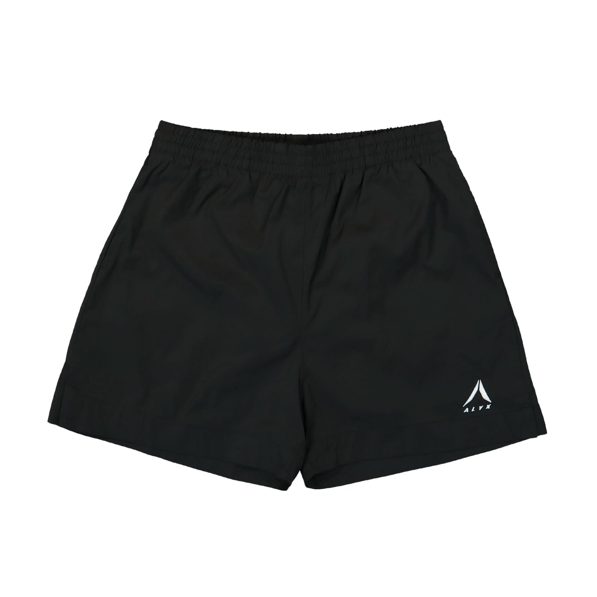 1017 Alyx 9SM Logo Embroidered Swim Shorts Black Detail view 1 | Gate