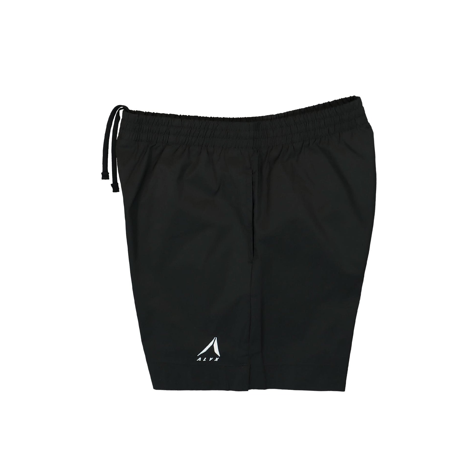 1017 Alyx 9SM Logo Embroidered Swim Shorts Black Detail view 3 | Gate