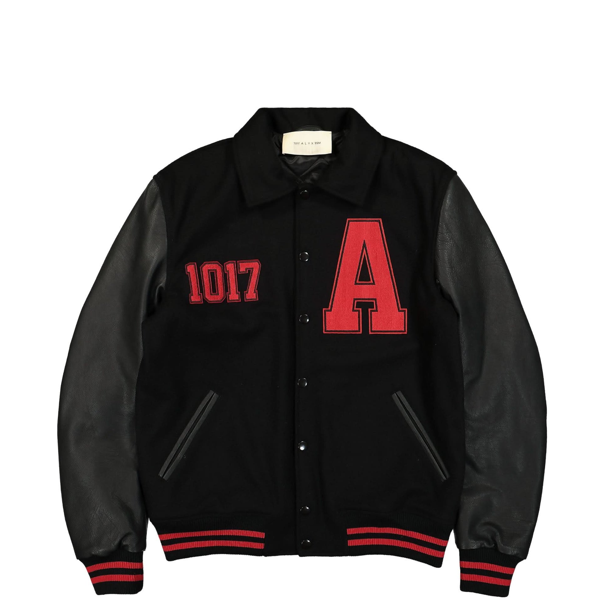1017 Alyx 9SM Logo Varsity Jacket Black Detail view 1 | Gate