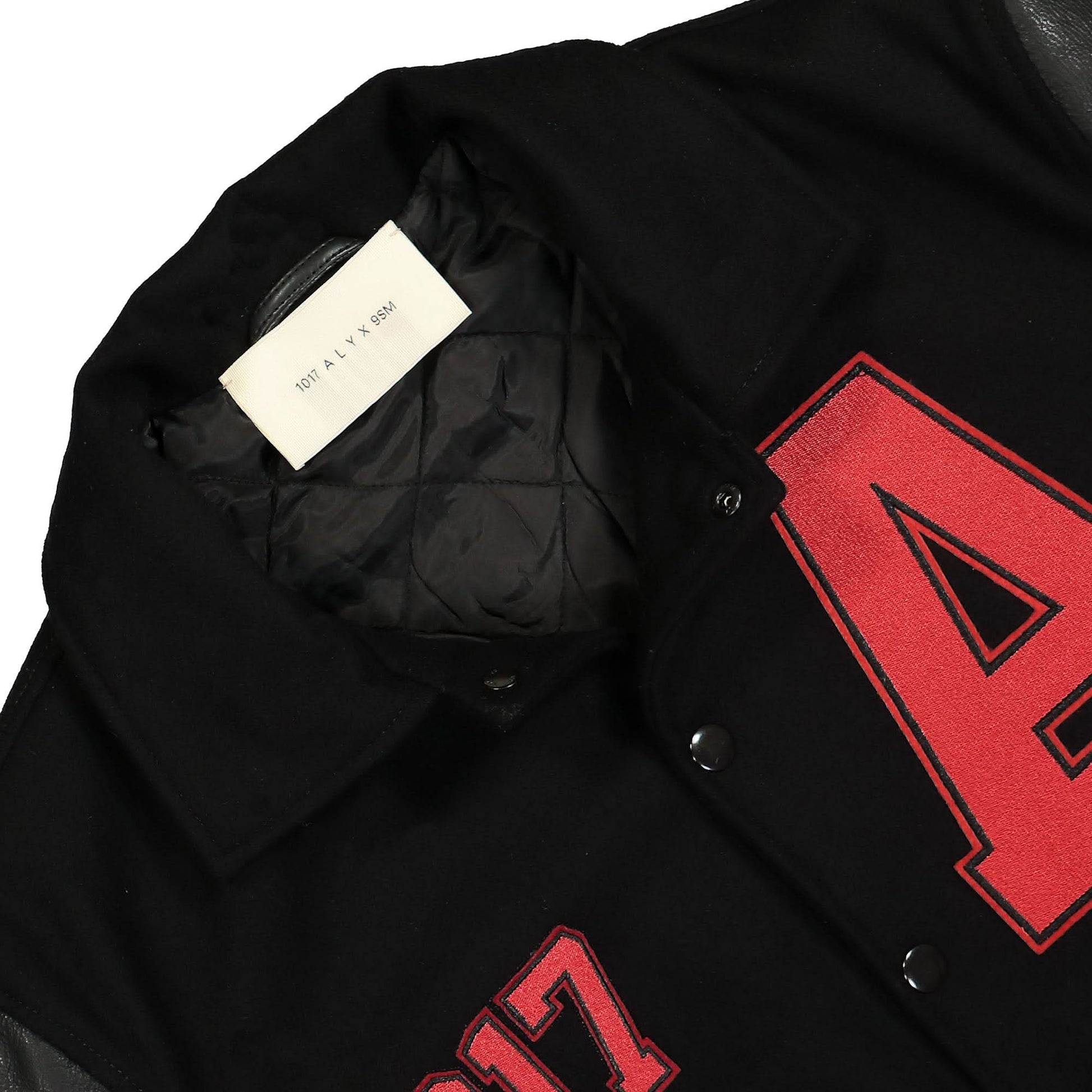 1017 Alyx 9SM Logo Varsity Jacket Black Detail view 3 | Gate