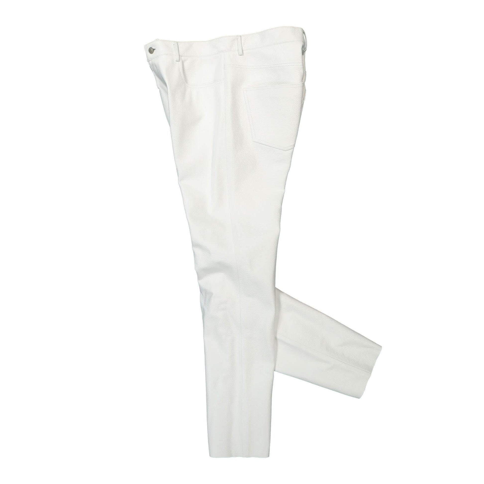 1017 Alyx 9SM 5 Pocket Leather Pant White Detail view 3 | Gate