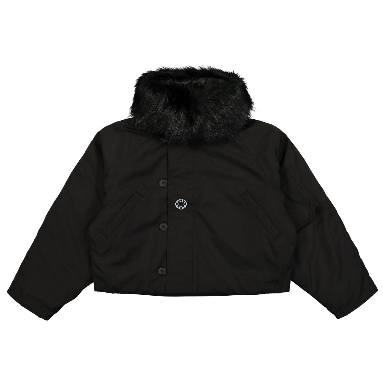 1017 Alyx 9SM Nylon Logo Parka Black Detail view 1 | Gate