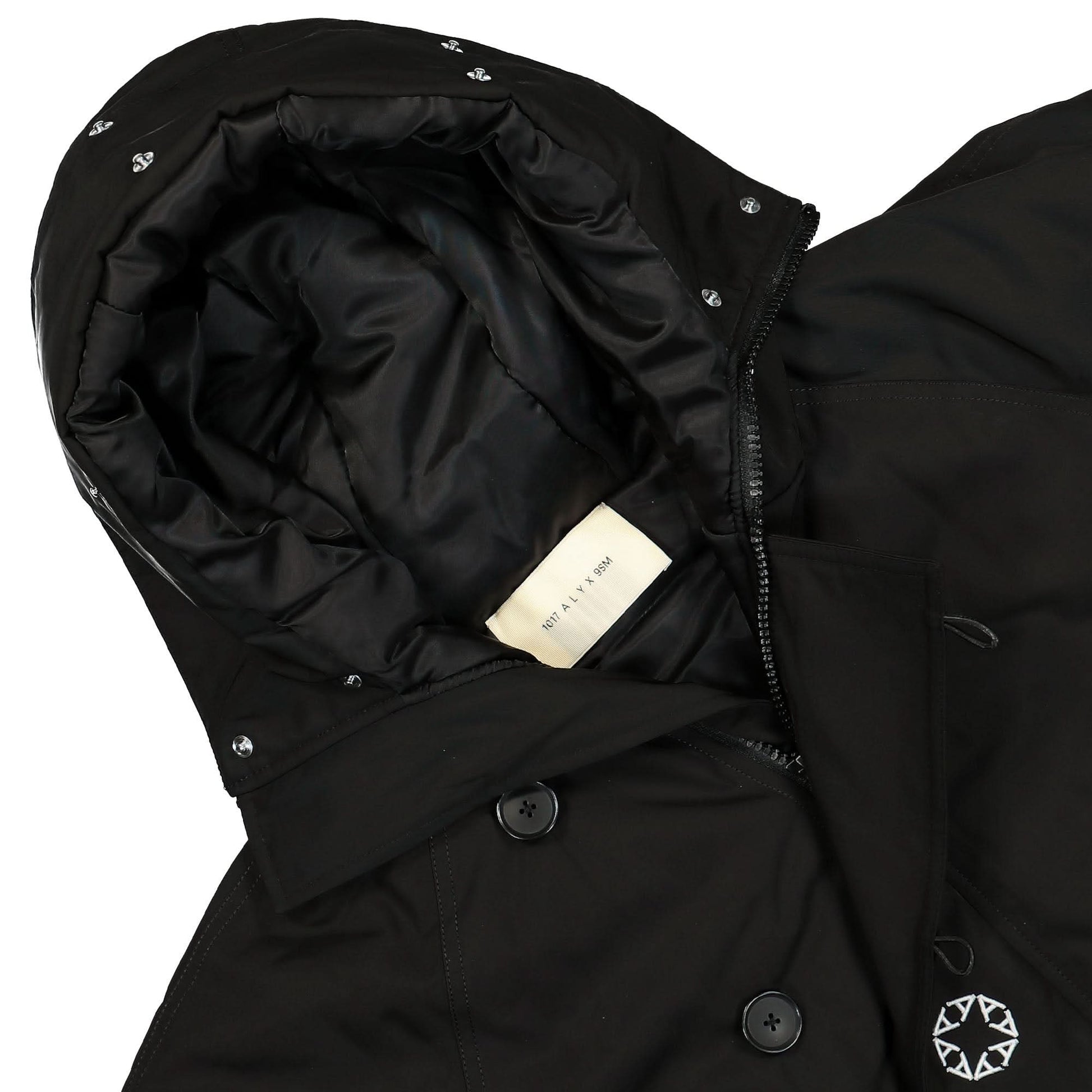 1017 Alyx 9SM Nylon Logo Parka Black Detail view 5 | Gate