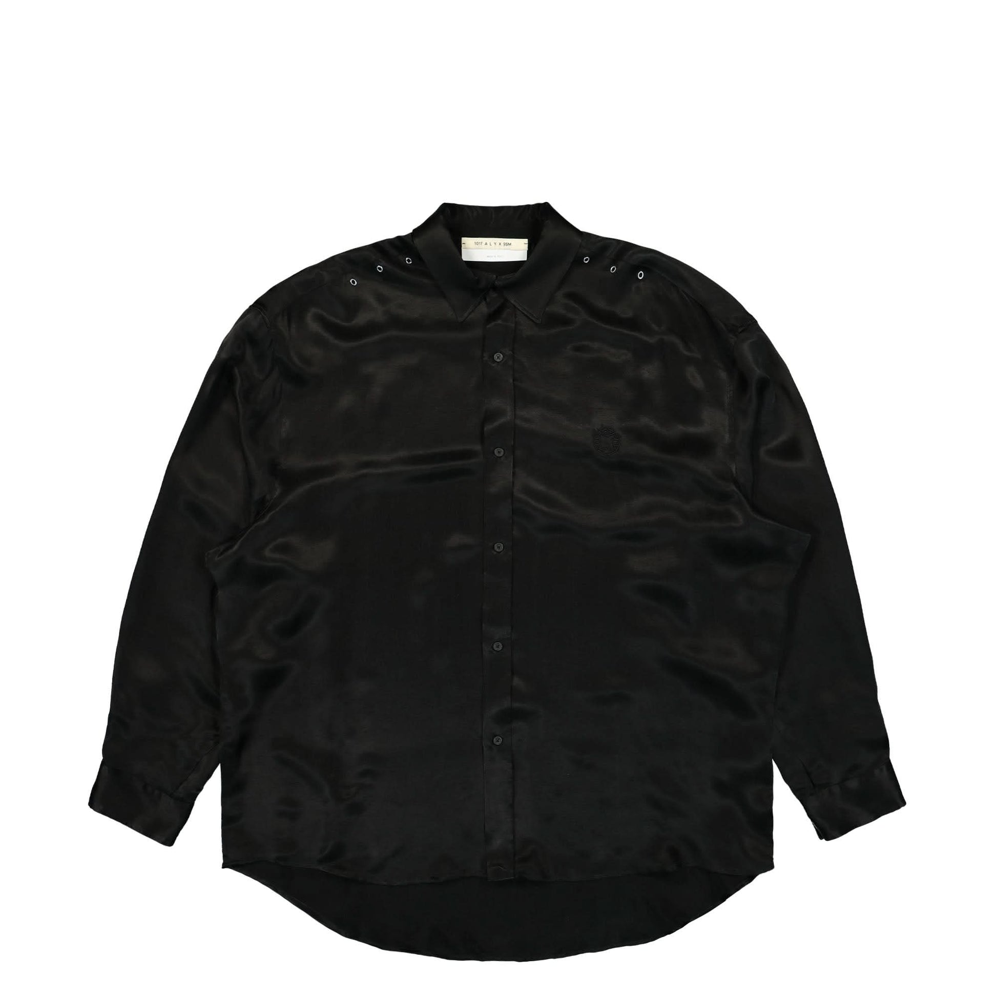 1017 Alyx 9SM Longsleeve Cupro Shirt With Eyelets Black Detail view 1 | Gate