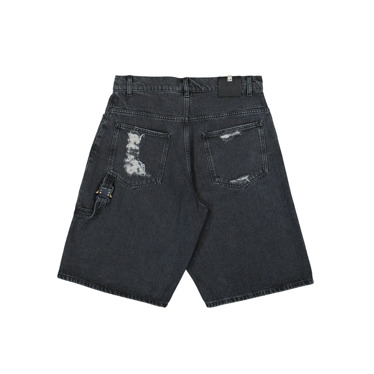 1017 Alyx 9SM Distressed Carpenter Shorts With Buckle Black Detail view 1 | Gate