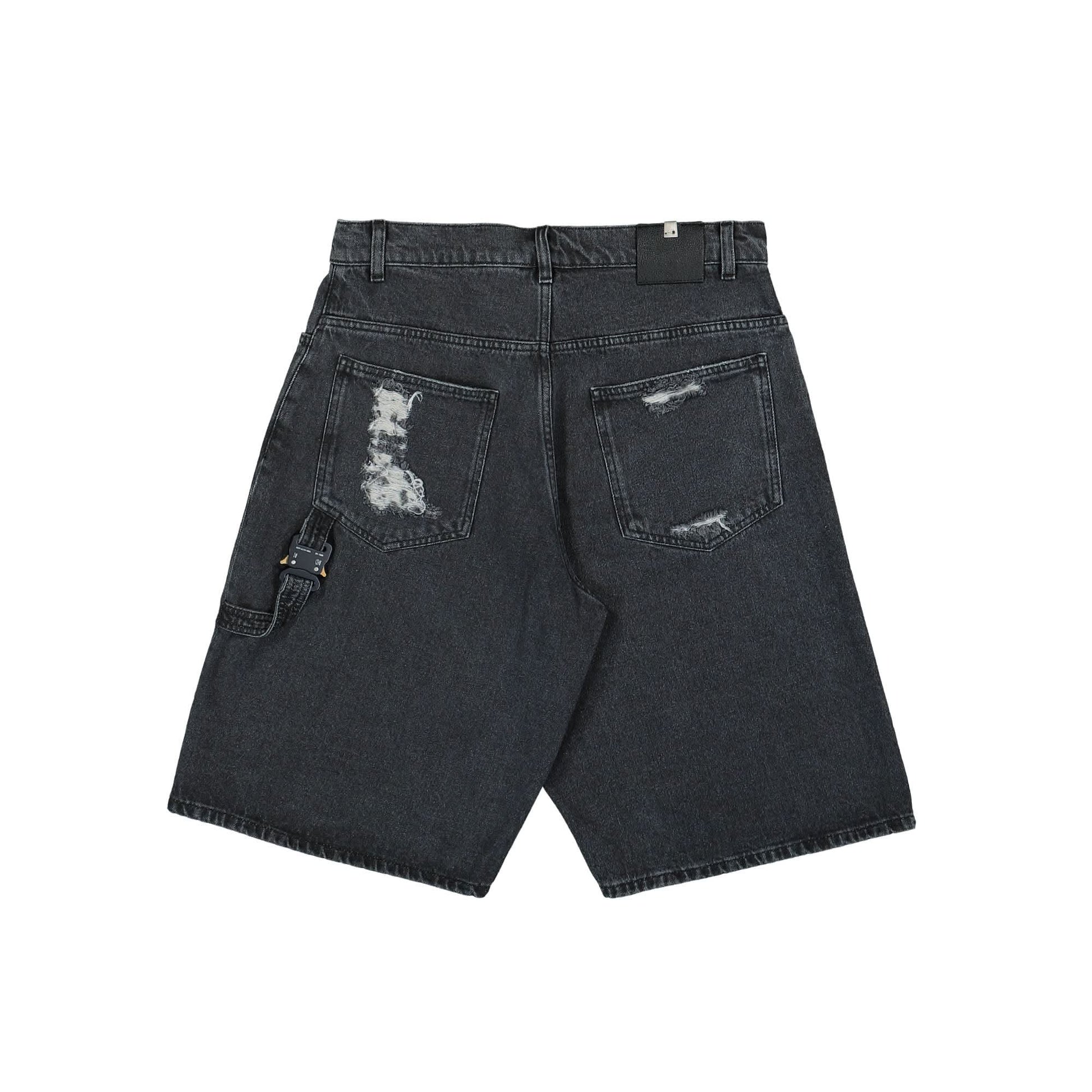 1017 Alyx 9SM Distressed Carpenter Shorts With Buckle Black Detail view 2 | Gate