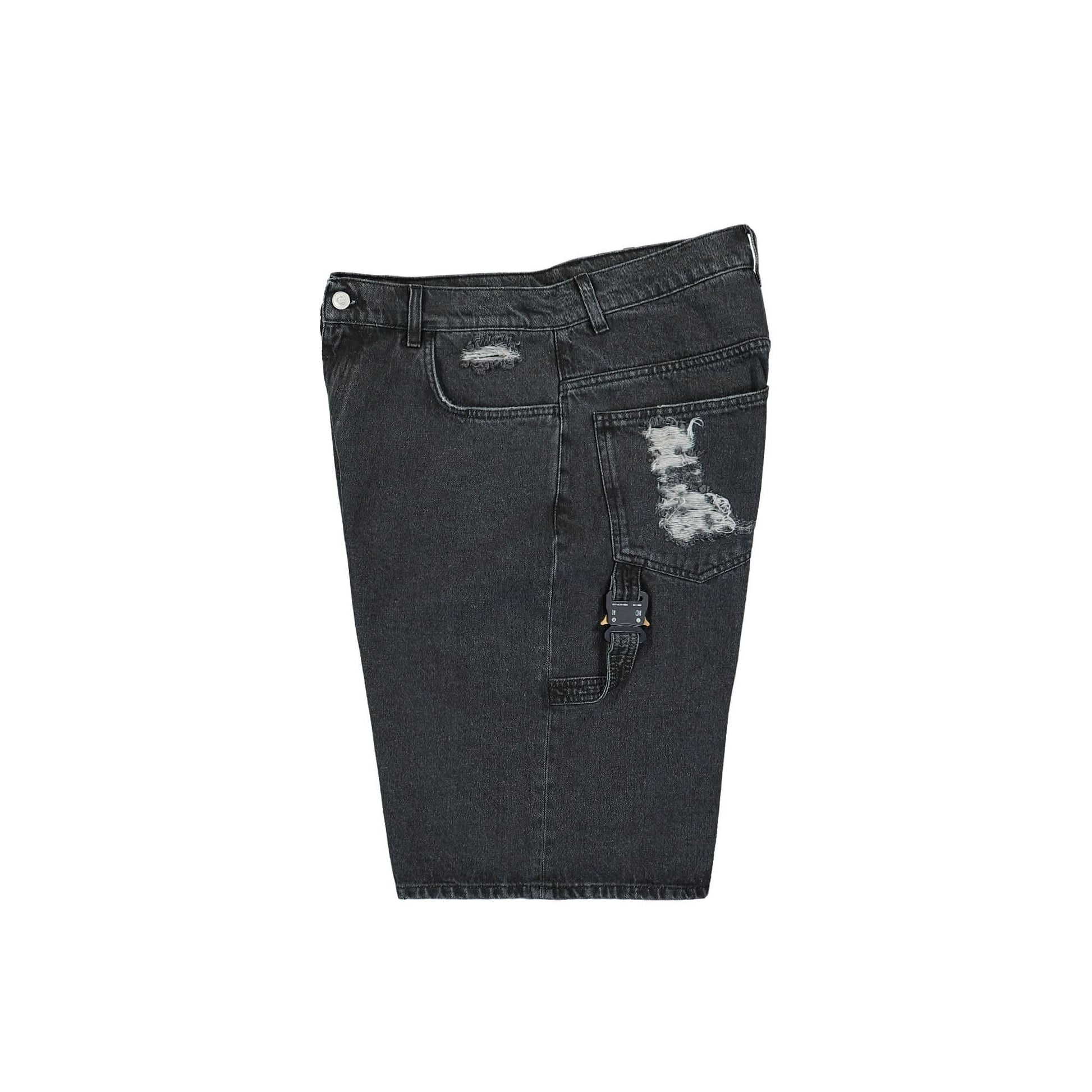 1017 Alyx 9SM Distressed Carpenter Shorts With Buckle Black Detail view 3 | Gate