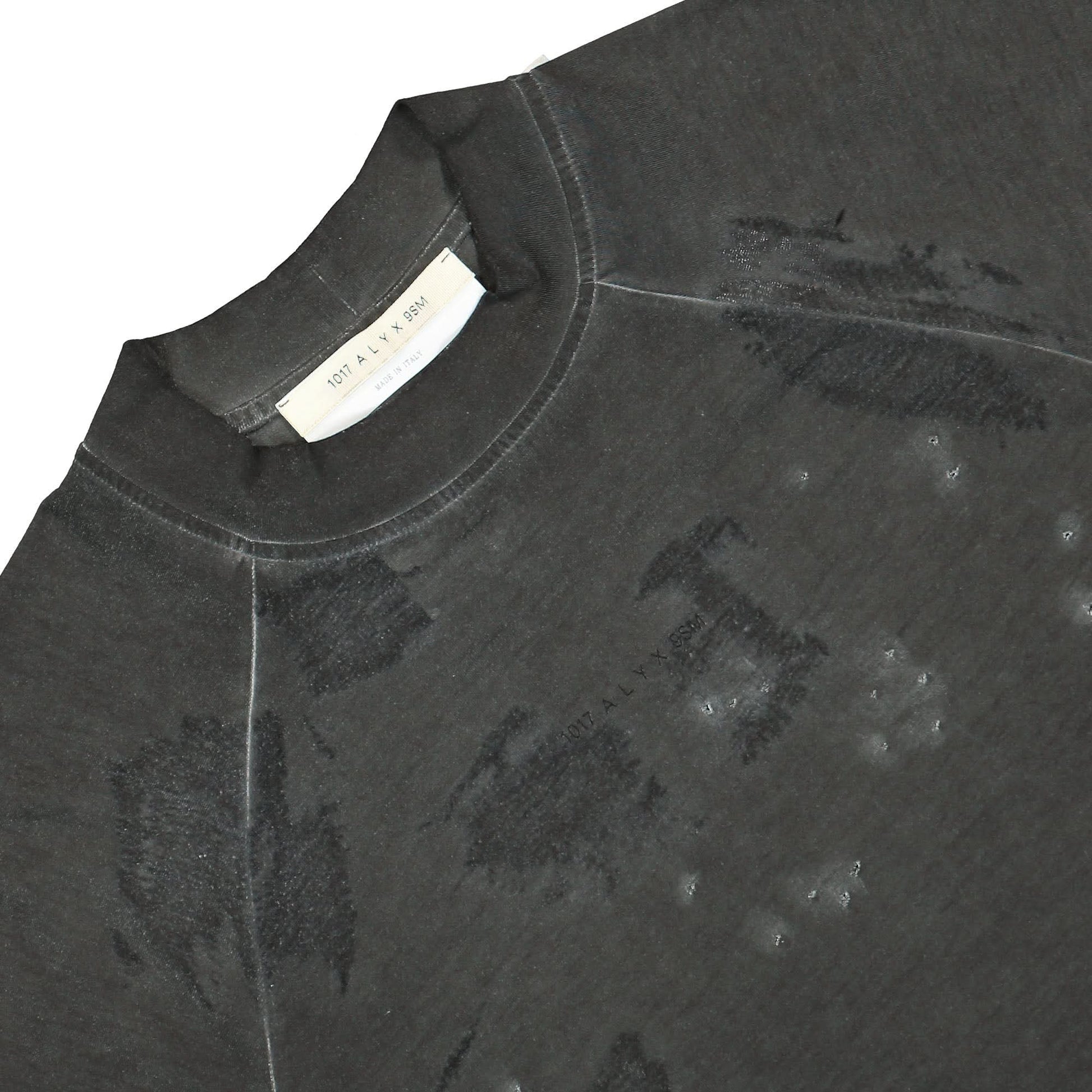1017 Alyx 9SM Oversized Translucent Graphic Logo T-Shirt Black Detail view 3 | Gate