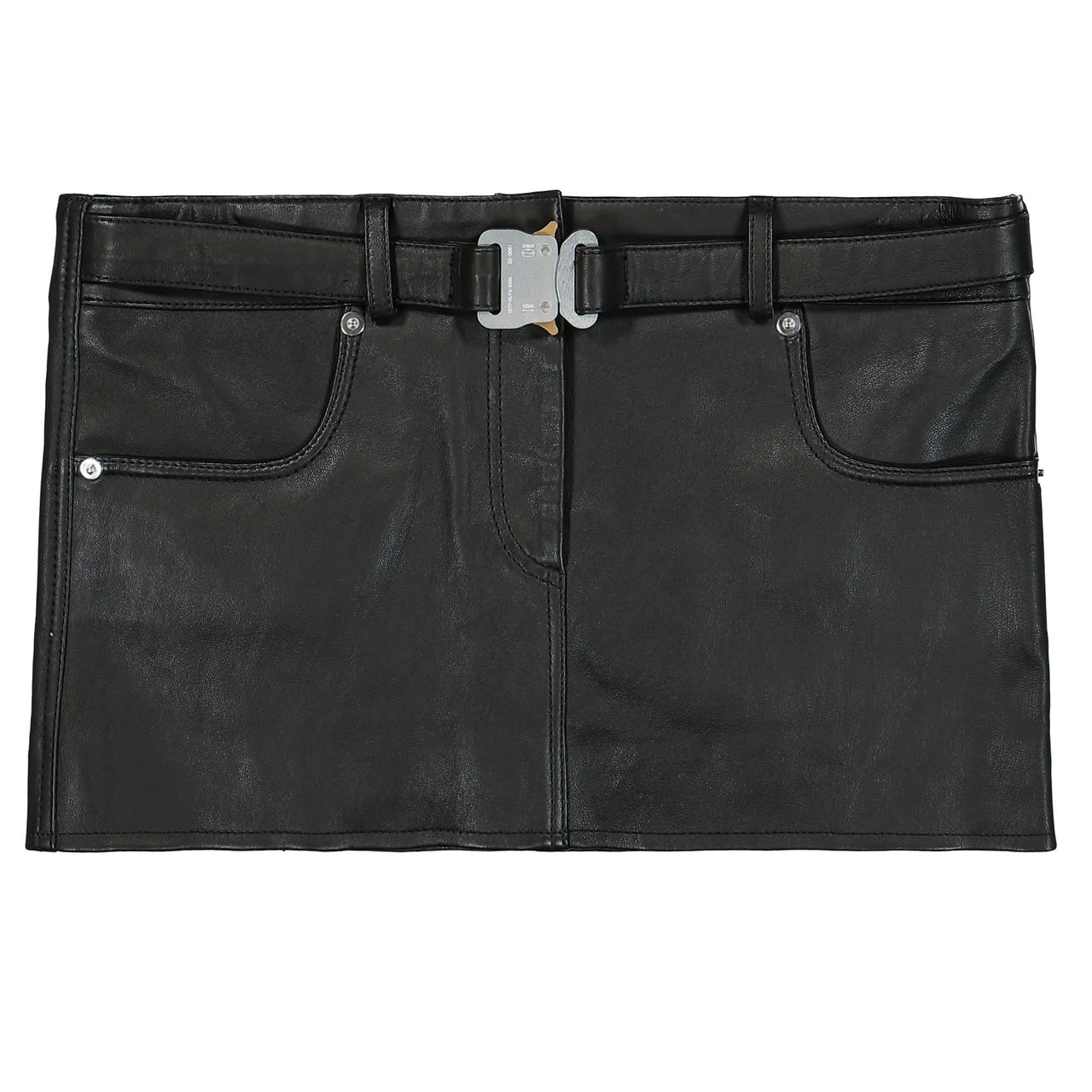 1017 Alyx 9SM Leather Buckle Mini Skirt Black Detail view 1 | Gate