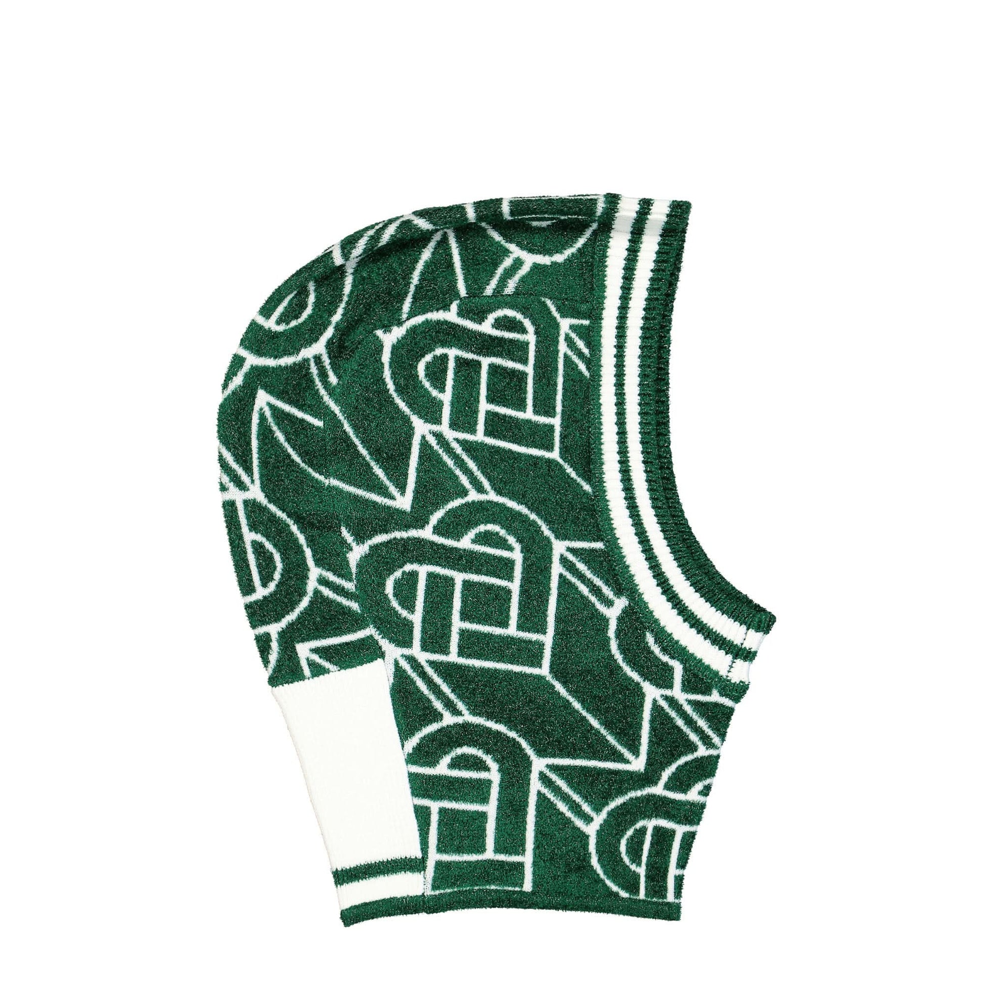 Casablanca Heart Monogram Balaclava Green,White Detail view 3 | Gate