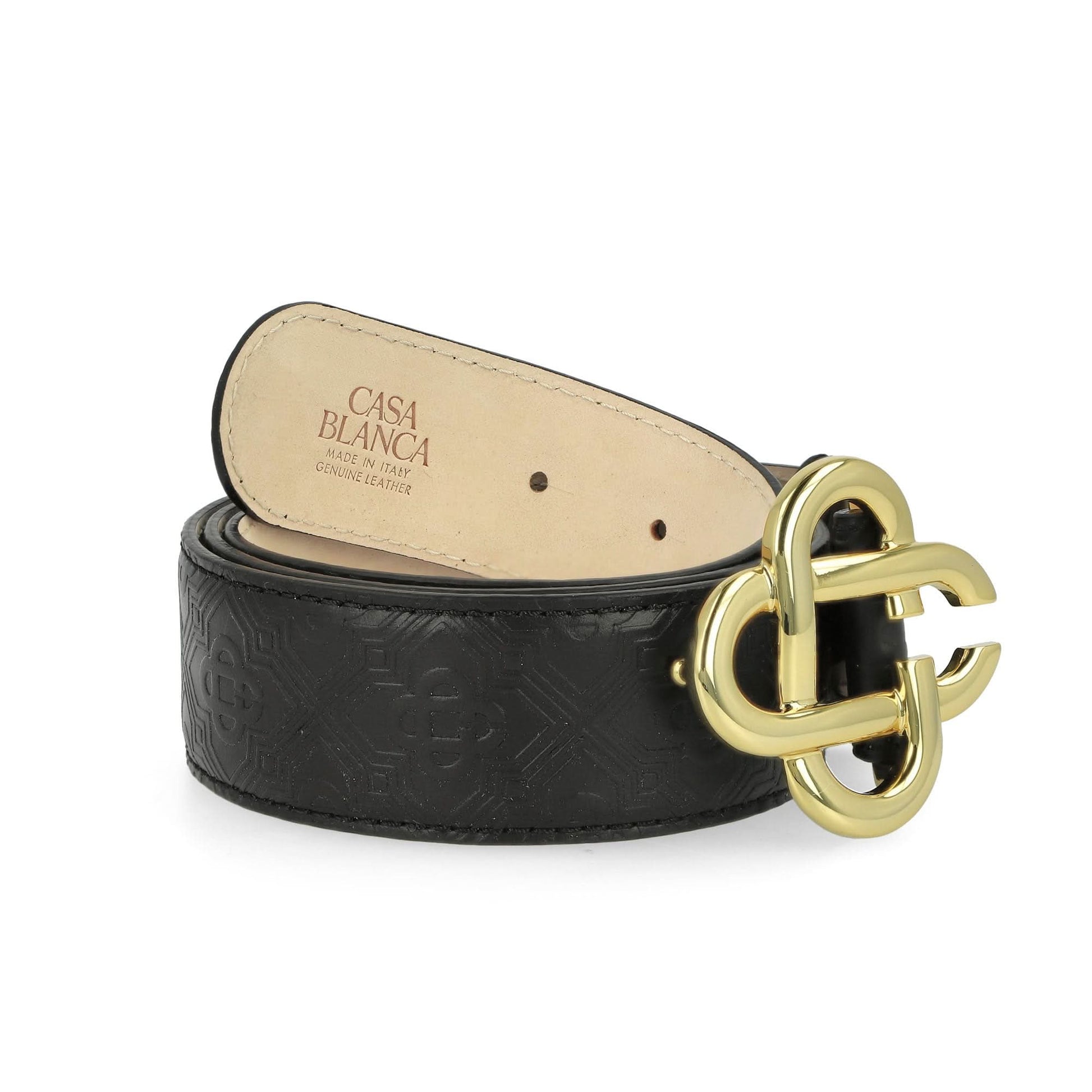 Casablanca Mens CC Logo Buckle Embossed Belt Black Detail view 1 | Gate