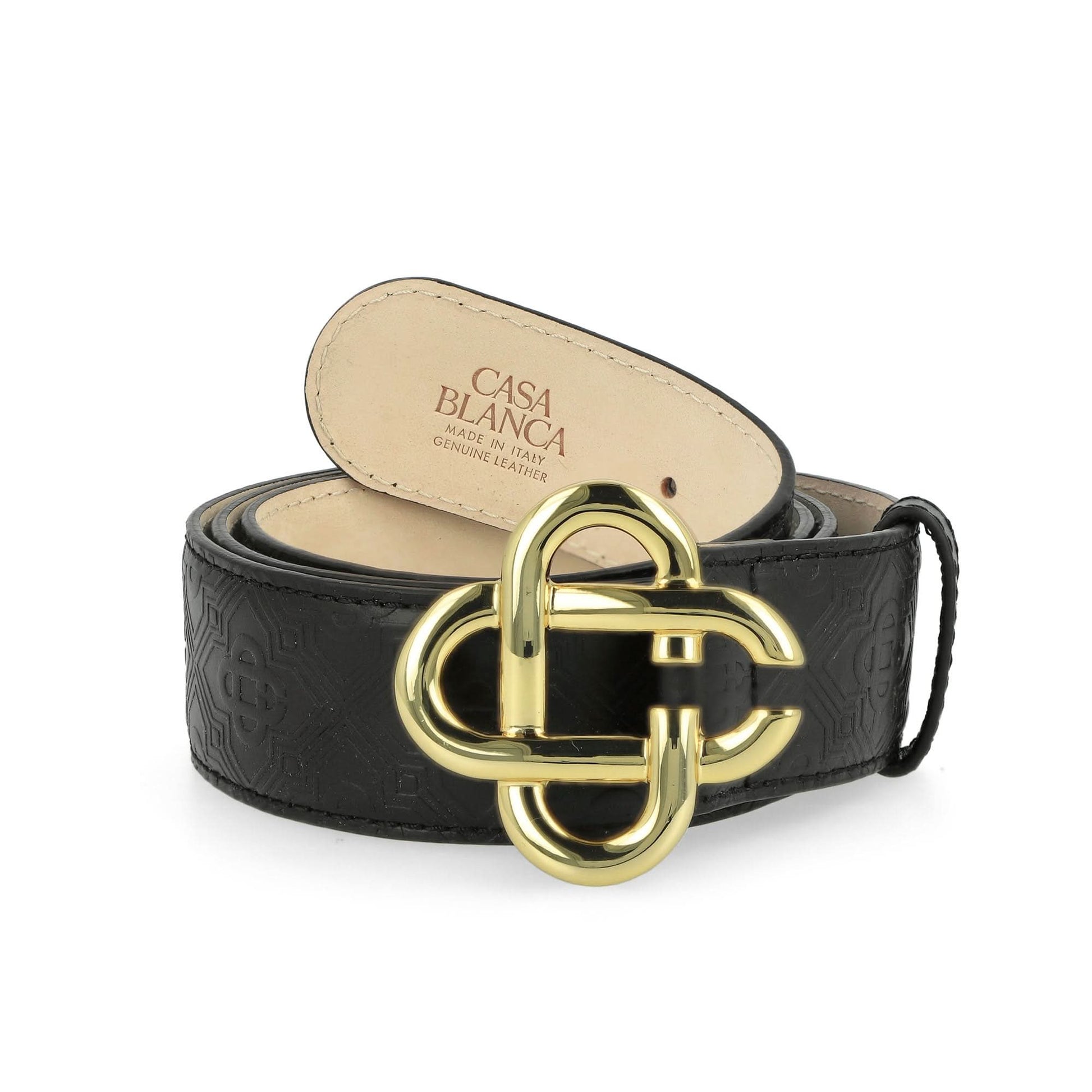 Casablanca Mens CC Logo Buckle Embossed Belt Black Detail view 2 | Gate