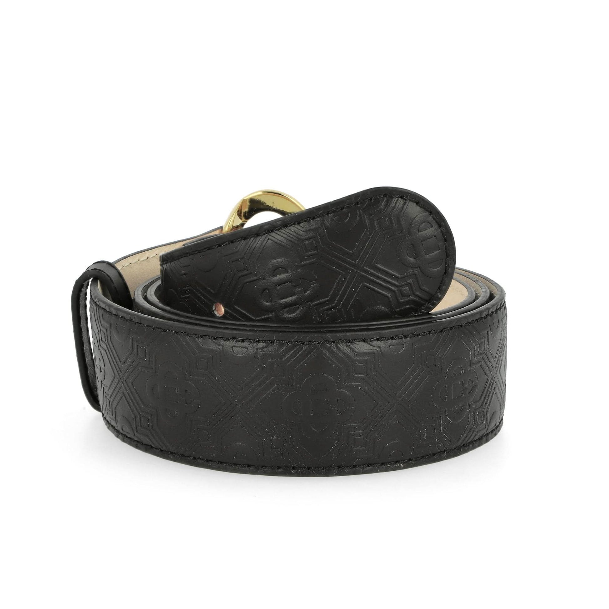 Casablanca Mens CC Logo Buckle Embossed Belt Black Detail view 3 | Gate