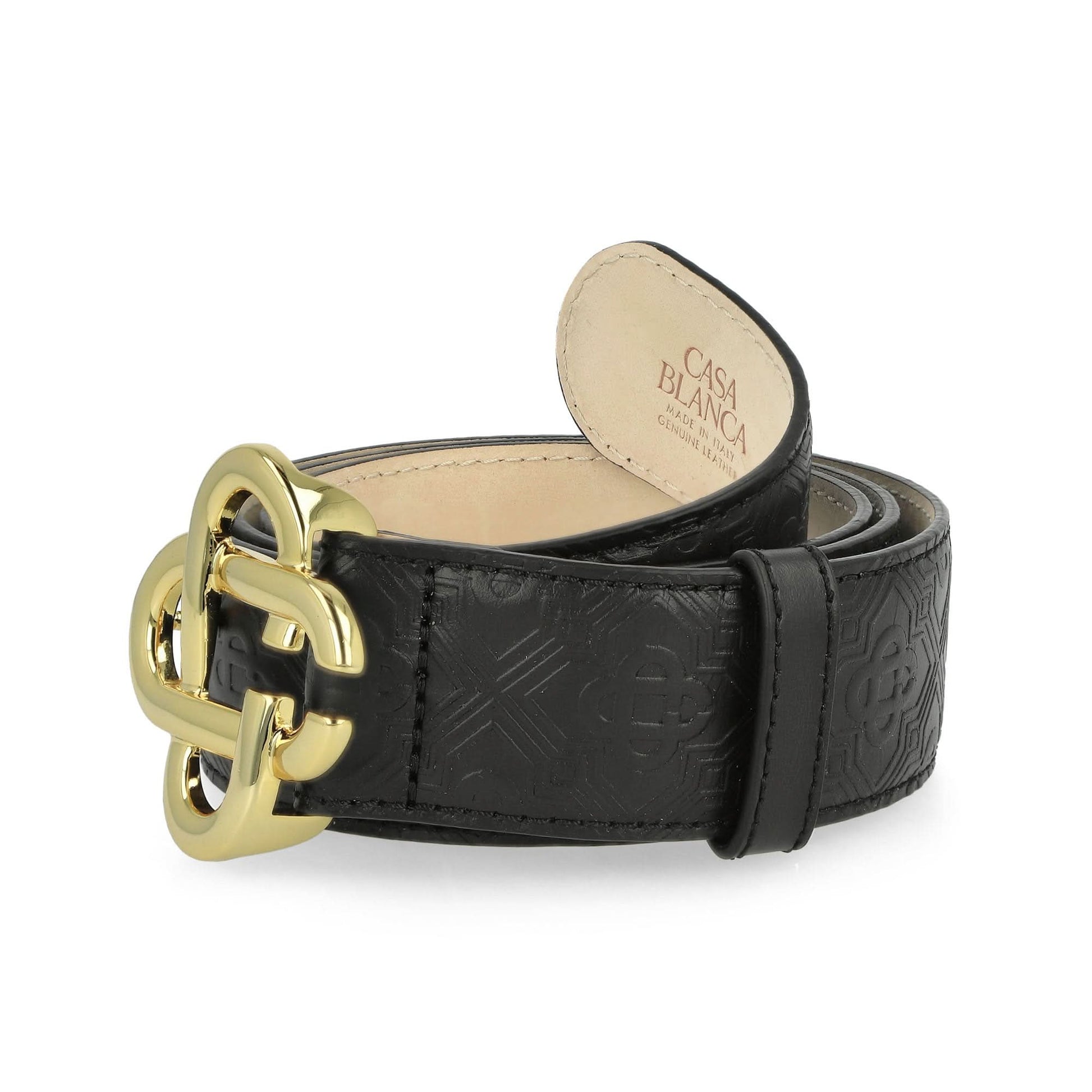 Casablanca Mens CC Logo Buckle Embossed Belt Black Detail view 4 | Gate