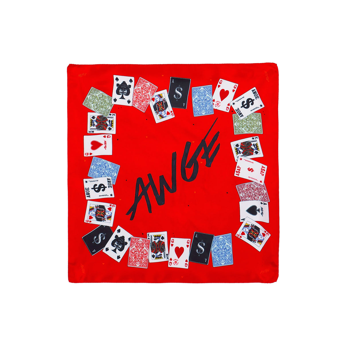 AWGE Foulard Small Cards Print Red Bandanas AS6SXA02AP-TF109.S22 Detail View 1 | GATE