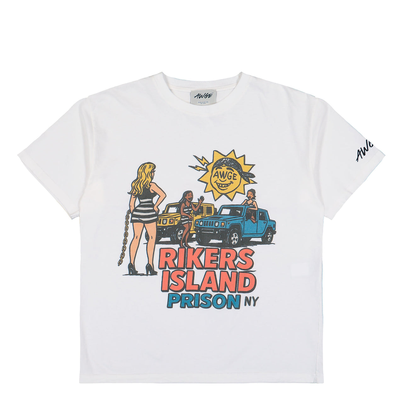 AWGE Rikers Island Tee White T-Shirts AS6SXH01CP-JE587.001 Detail View 1 | GATE