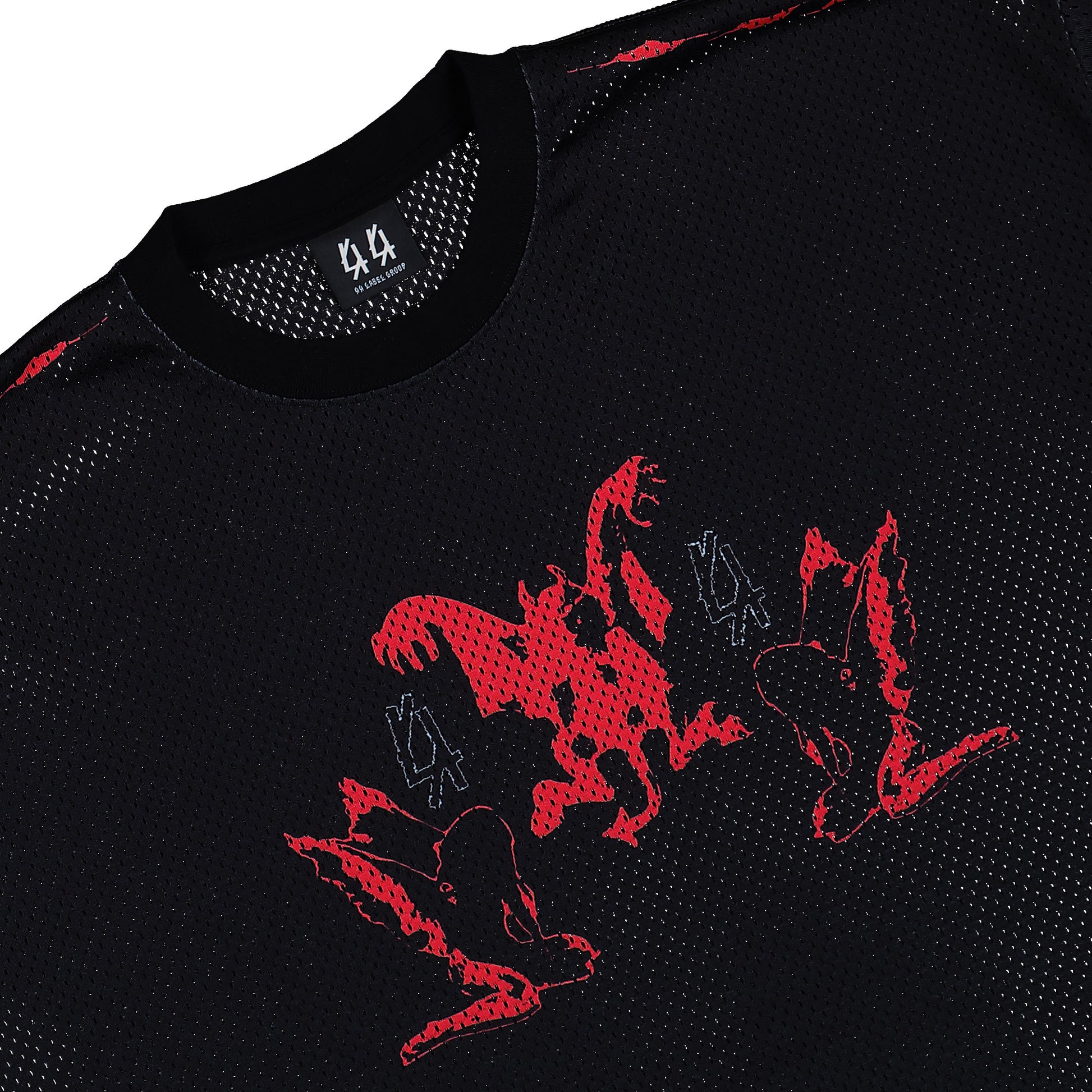 44 Label Group Y2K Soccer Tee Black + Y2K Red White T-Shirts B0030614-FA683-P699 Detail View 3 | GATE