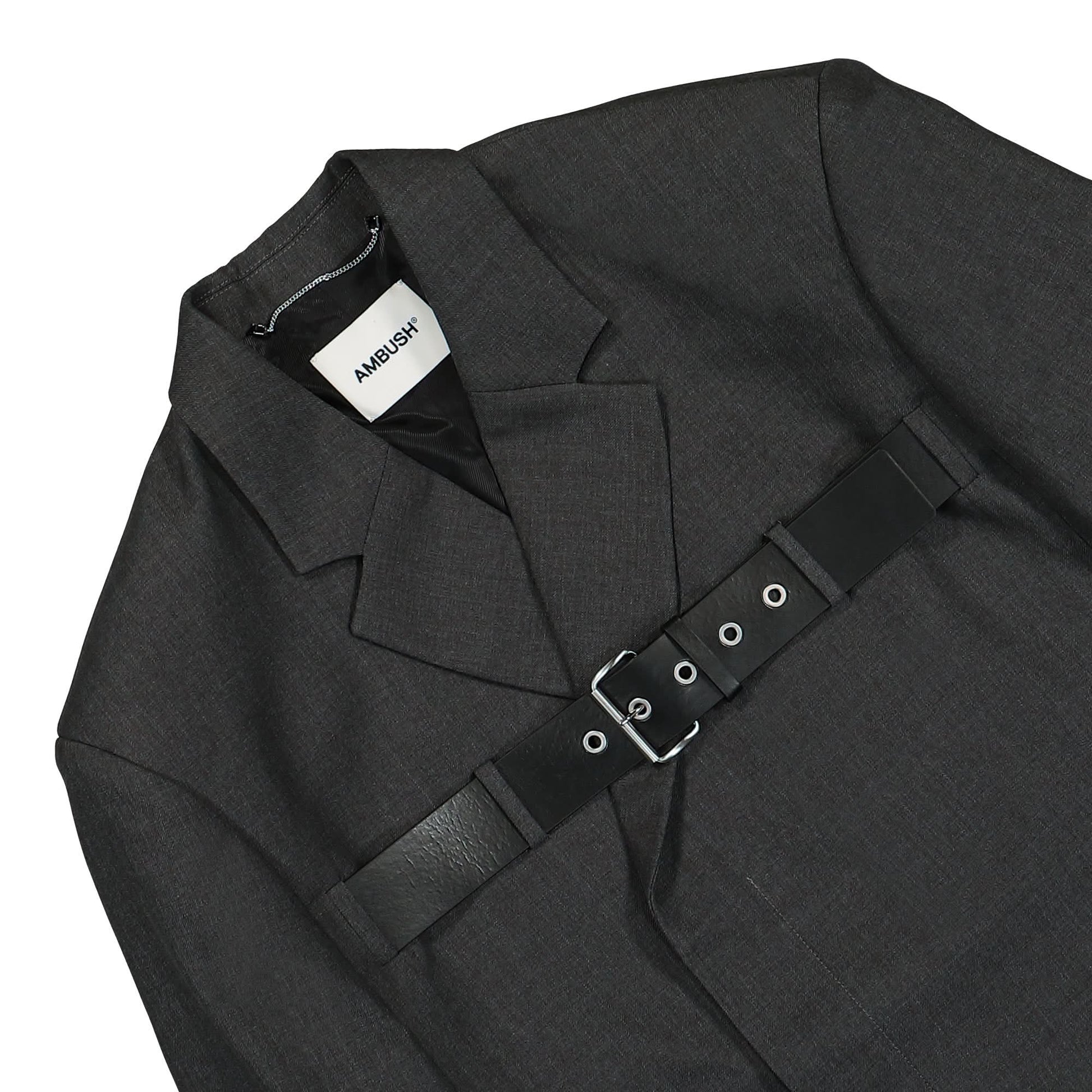 Ambush Front Belted Over Blazer Grey Detail view 3 | Gate