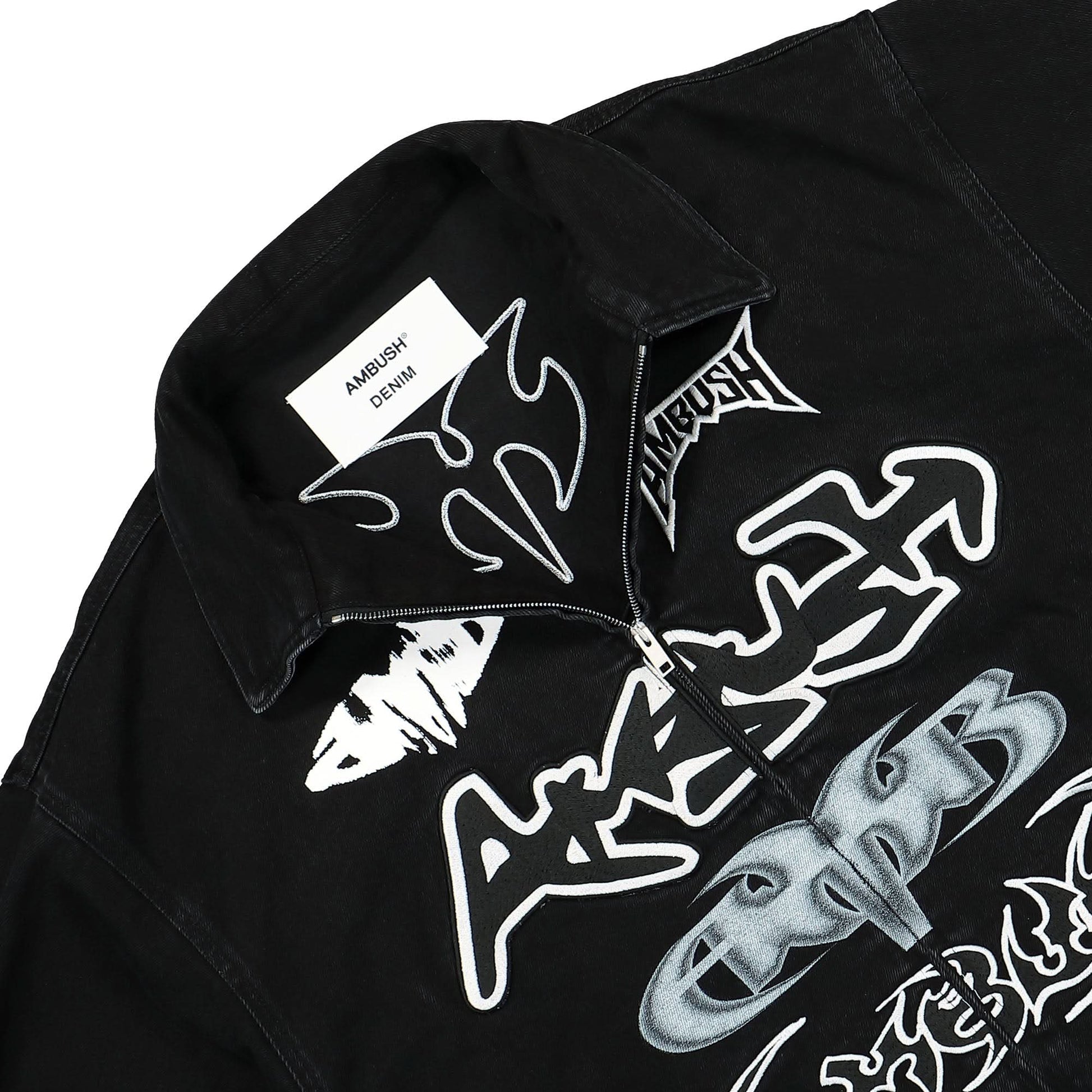 Ambush Patch Denim Bomber Black Detail view 3 | Gate