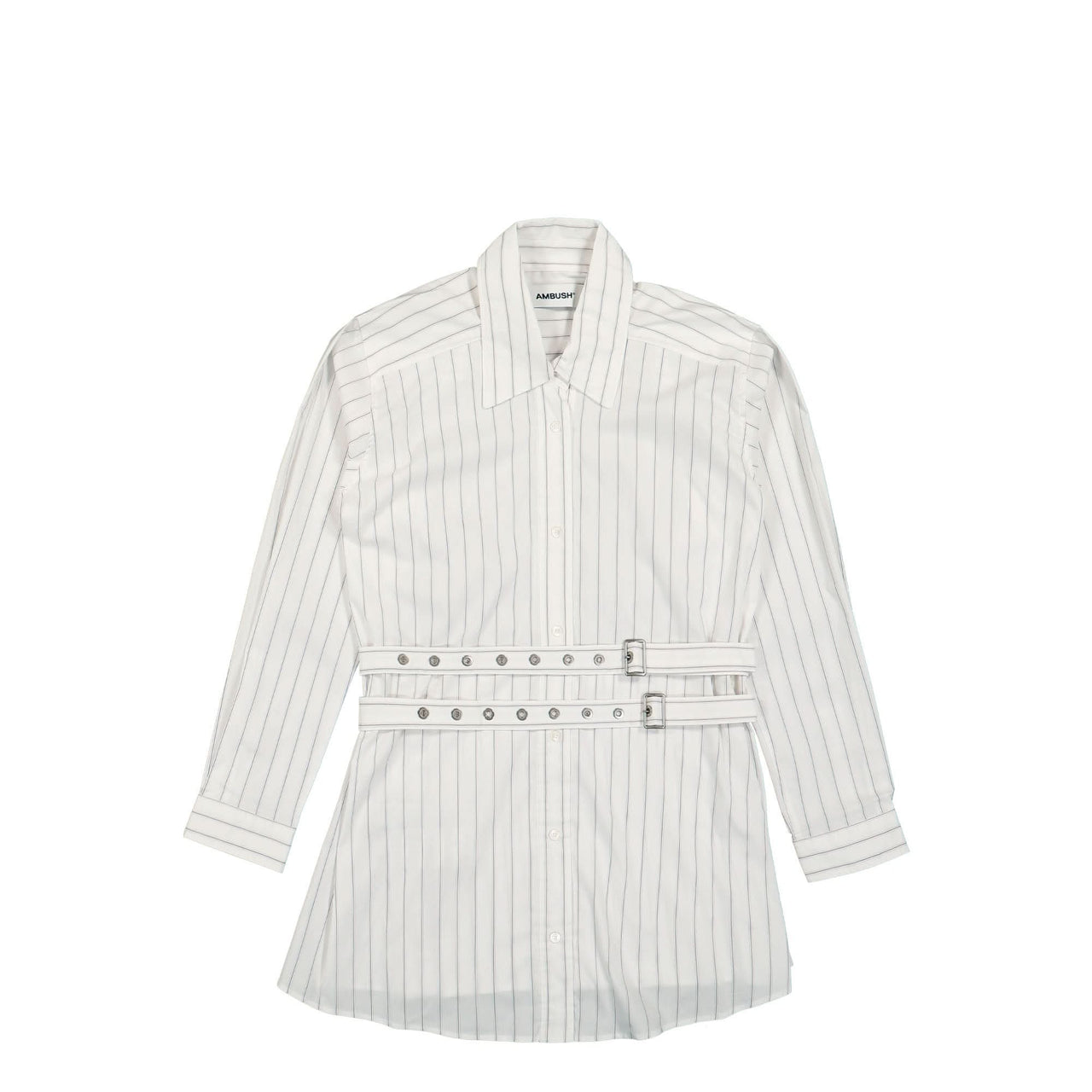 Ambush Stripes Crossed Shirt Dress White Detail view 1 | Gate