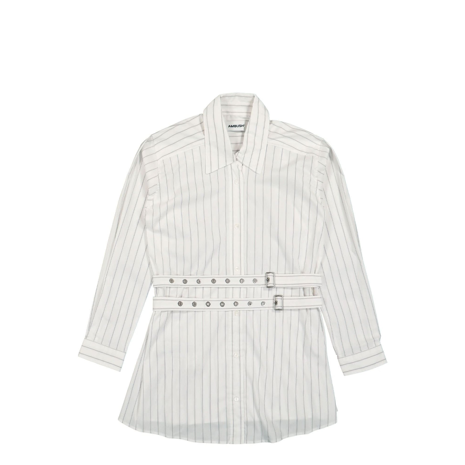 Ambush Stripes Crossed Shirt Dress White Detail view 1 | Gate