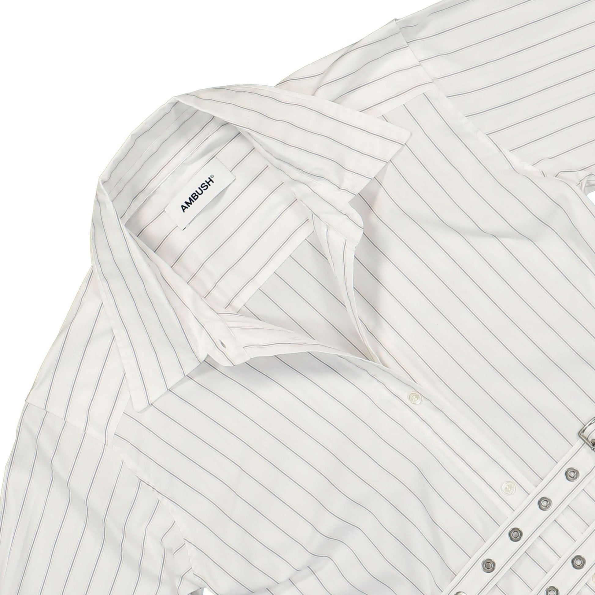 Ambush Stripes Crossed Shirt Dress White Detail view 4 | Gate