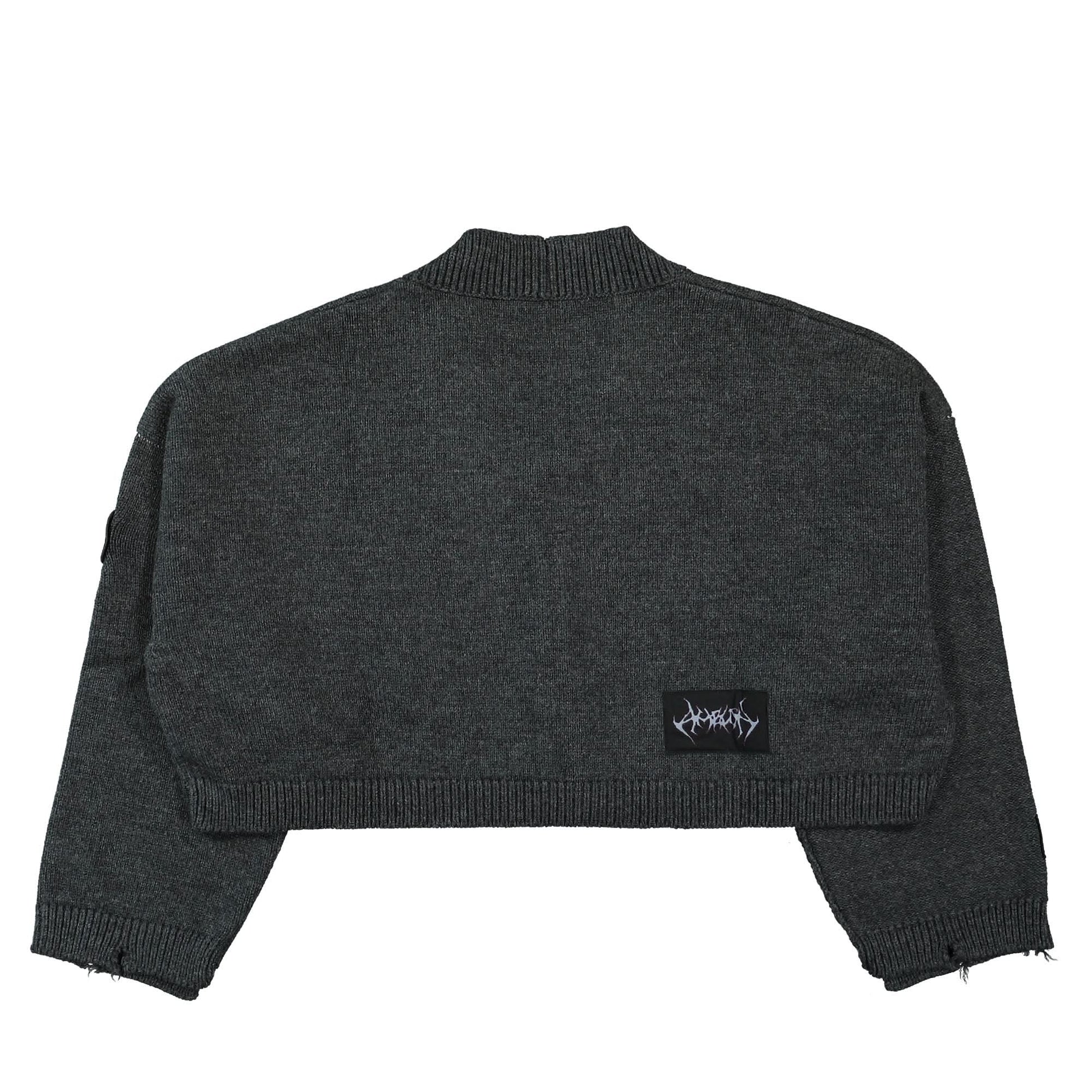 Ambush Felted Knit Zip Cardigan Grey Detail view 2 | Gate