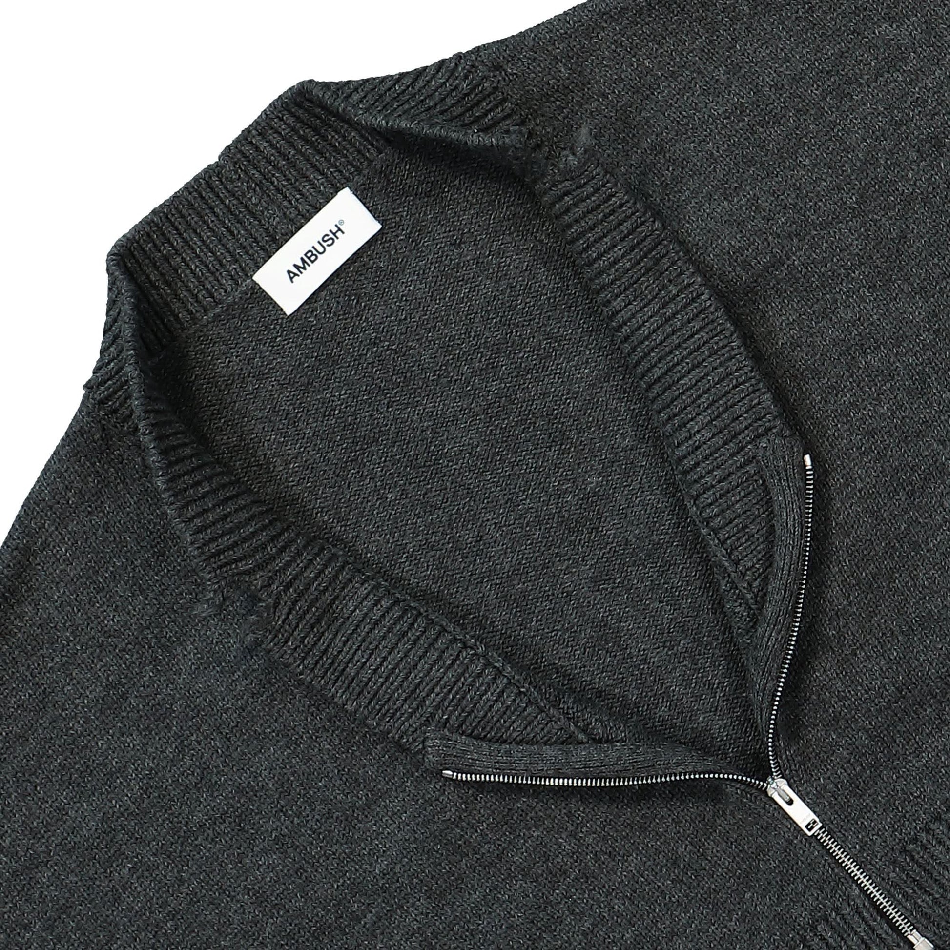 Ambush Felted Knit Zip Cardigan Grey Detail view 3 | Gate
