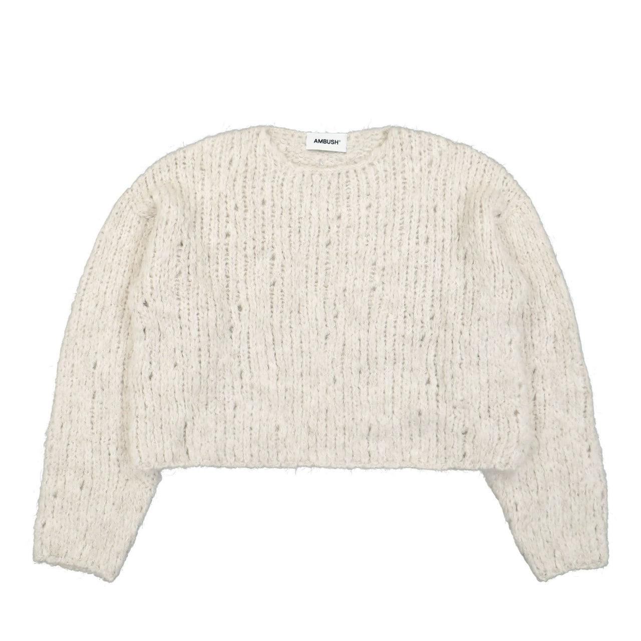 Ambush Cropped Mohair Crewneck Grey Detail view 1 | Gate