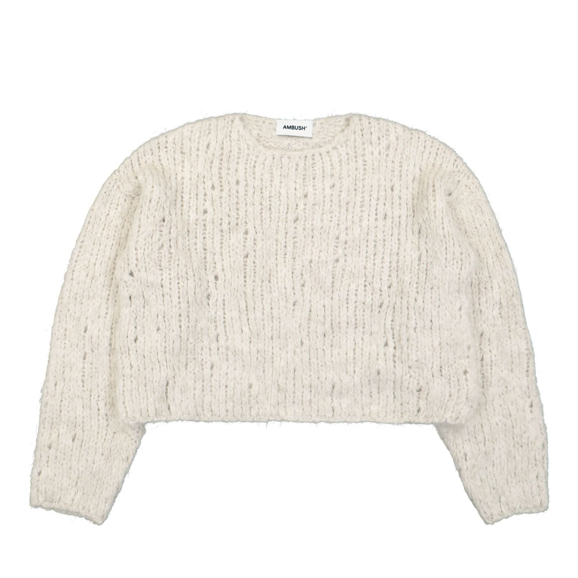 Ambush Cropped Mohair Crewneck Grey Detail view 1 | Gate