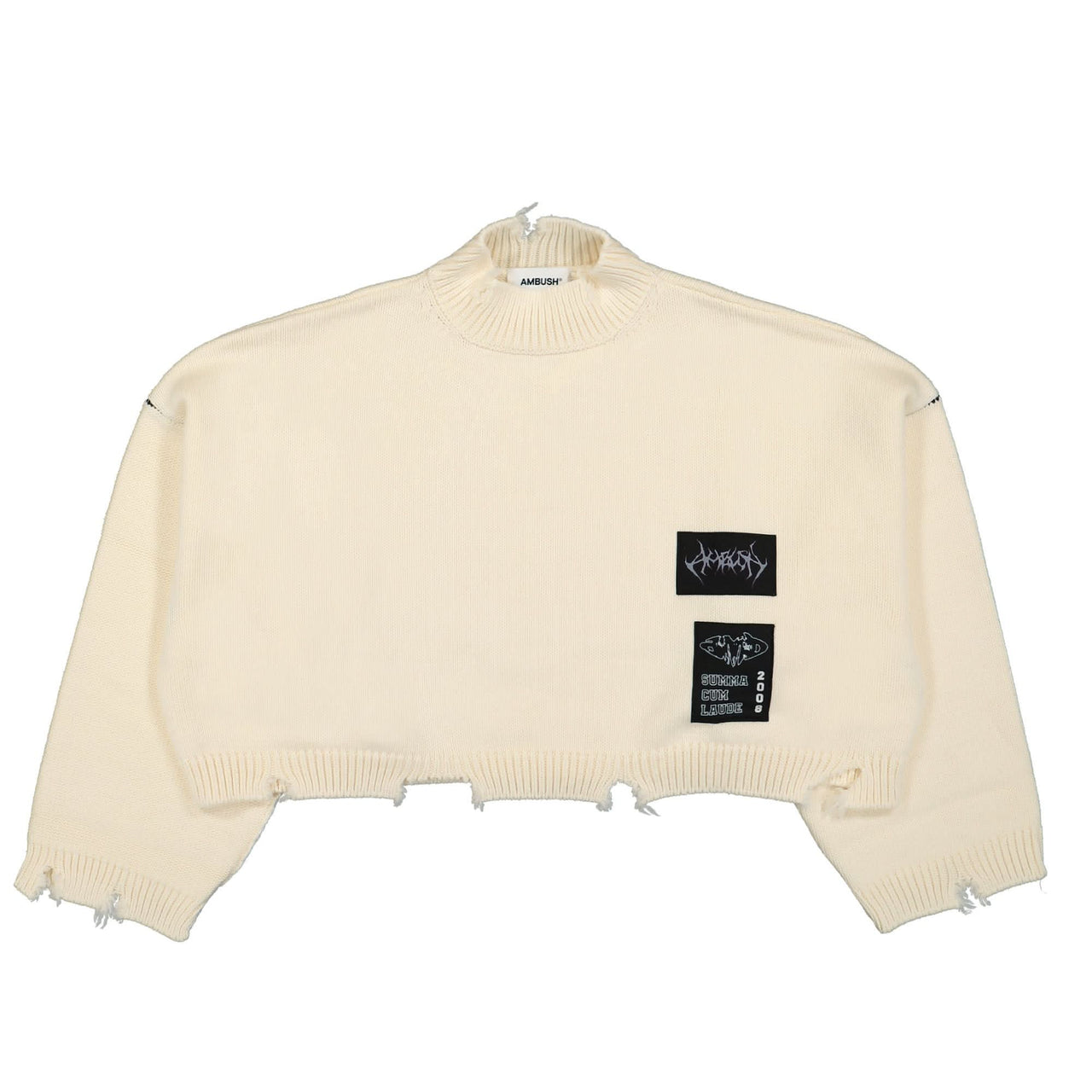Ambush Felted Knit Cropped Mockneck Beige Detail view 1 | Gate