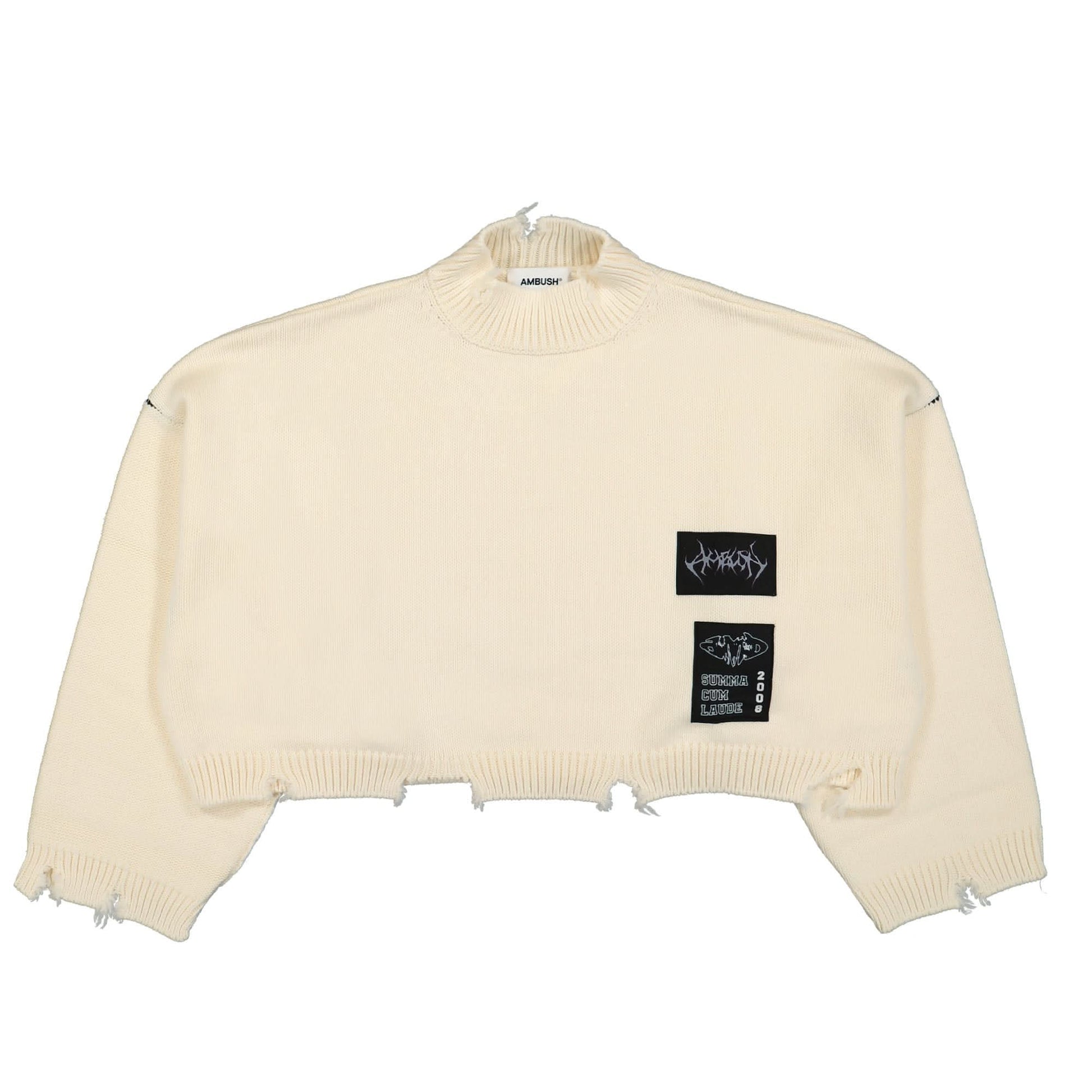 Ambush Felted Knit Cropped Mockneck Beige Detail view 1 | Gate