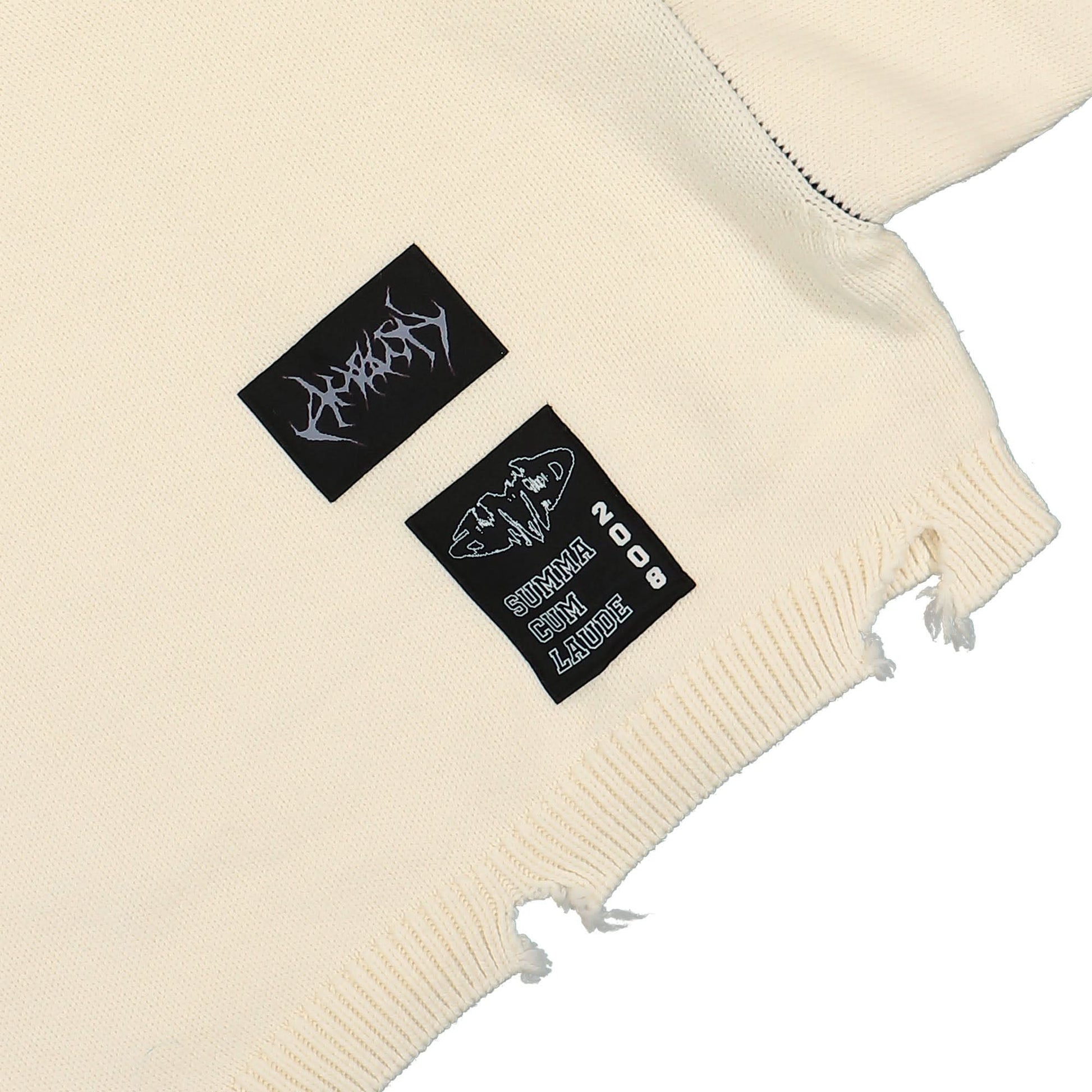 Ambush Felted Knit Cropped Mockneck Beige Detail view 4 | Gate