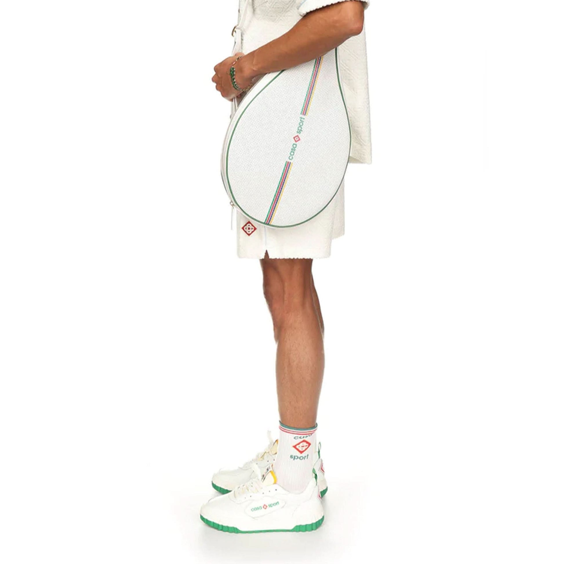 Casablanca Tennis Racket Bag - 01 White Detail view 2 | Gate