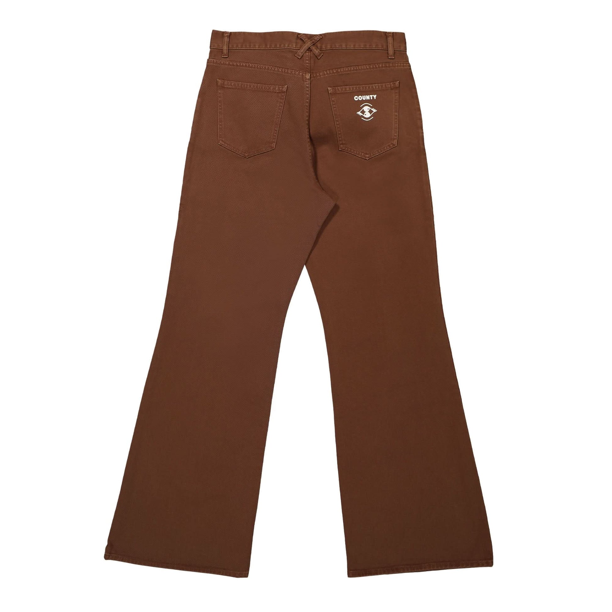 Marcelo Burlon - County of Milan Poster Eye Veg Dyed Flare Pants Brown Detail view 4 | Gate