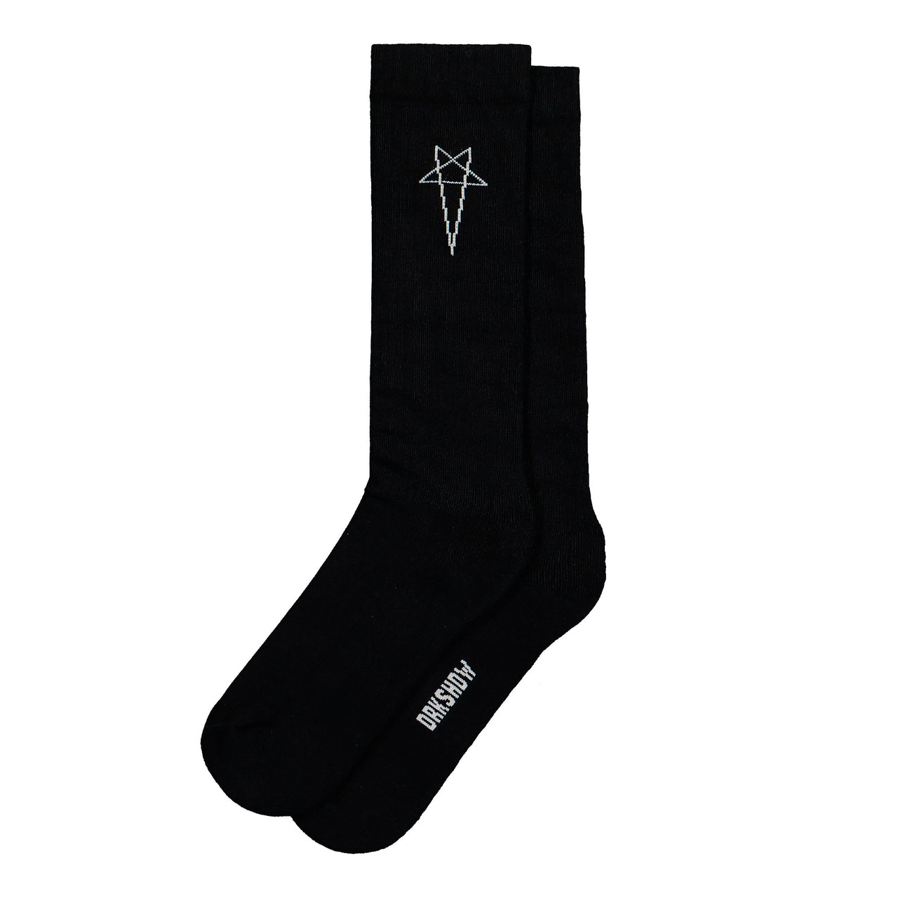 Rick Owens DRKSHDW Pentagram Knee High Socks Black / Pearl Socks DA01F4468 SOCKC 908 Detail View 1 | GATE