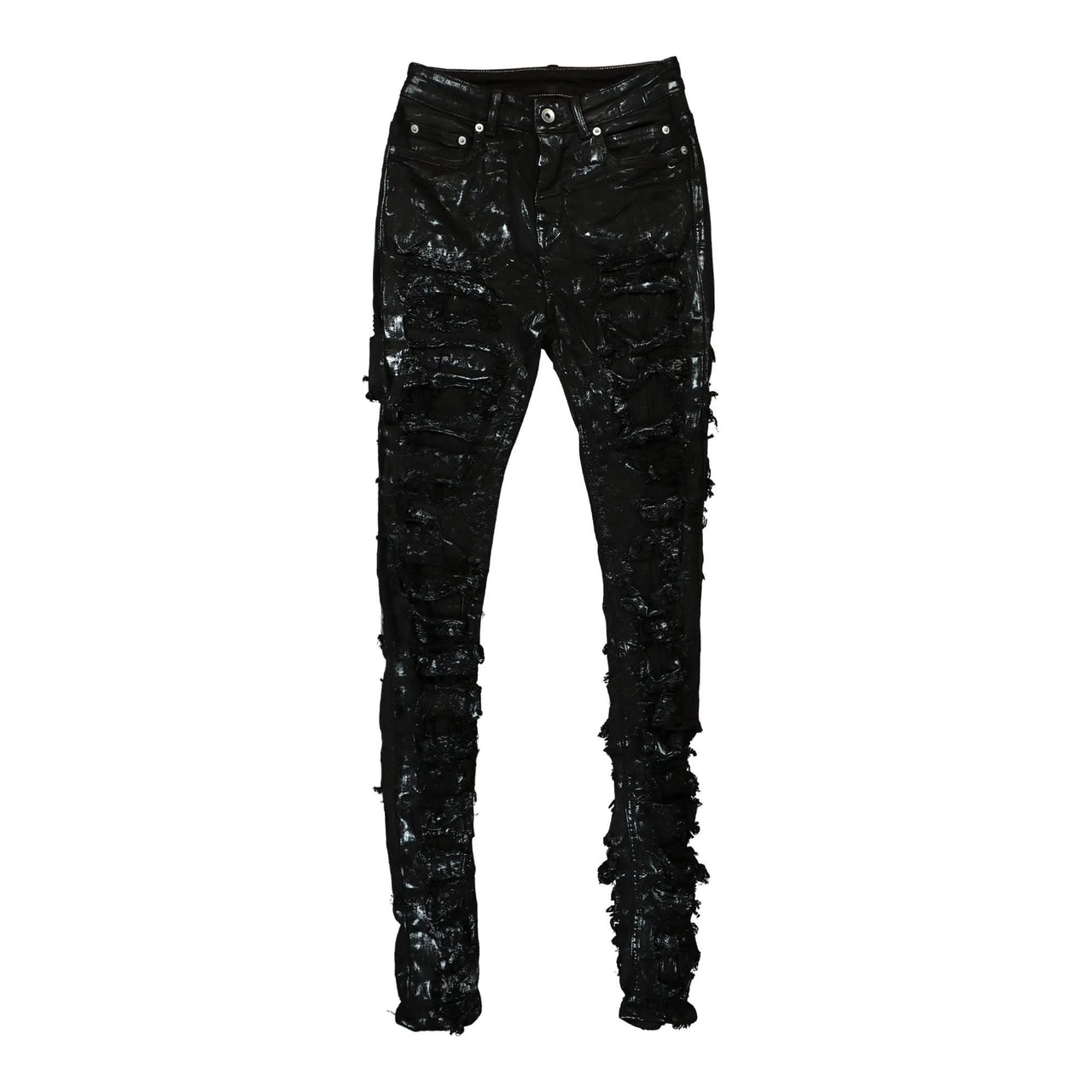 Rick Owens Detroit Cut Denim Pants Black Detail view 1 | Gate