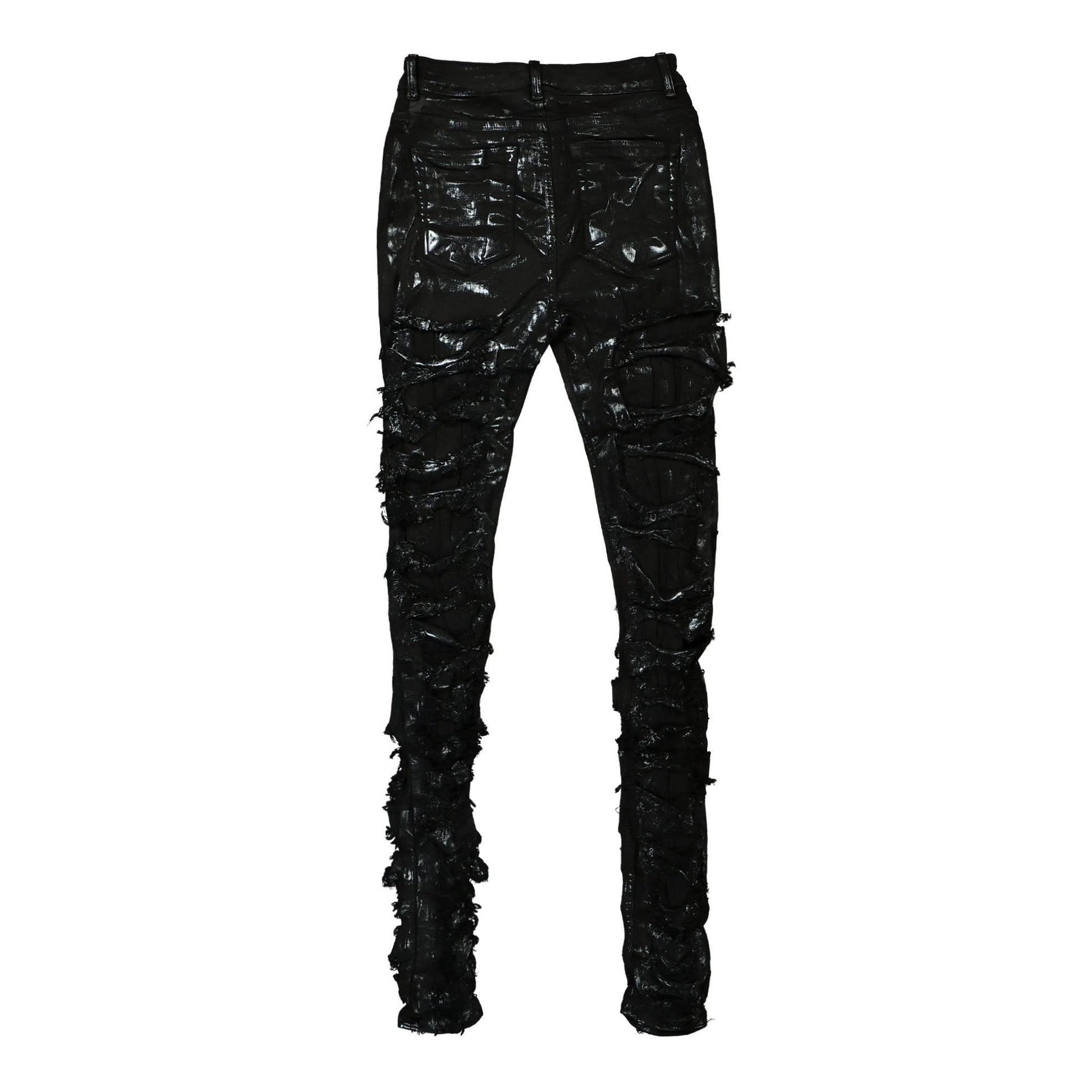 Rick Owens Detroit Cut Denim Pants Black Detail view 2 | Gate