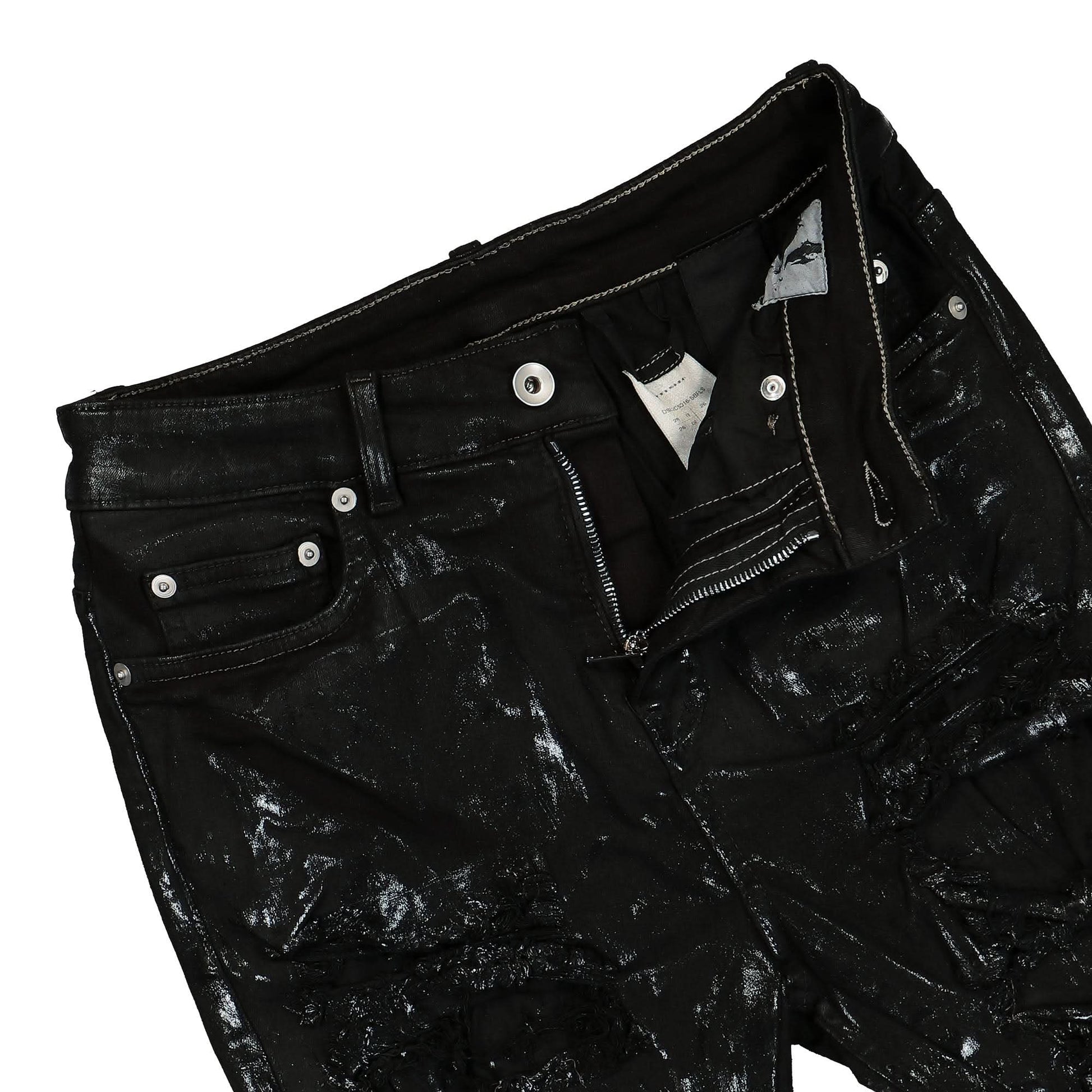Rick Owens Detroit Cut Denim Pants Black Detail view 4 | Gate