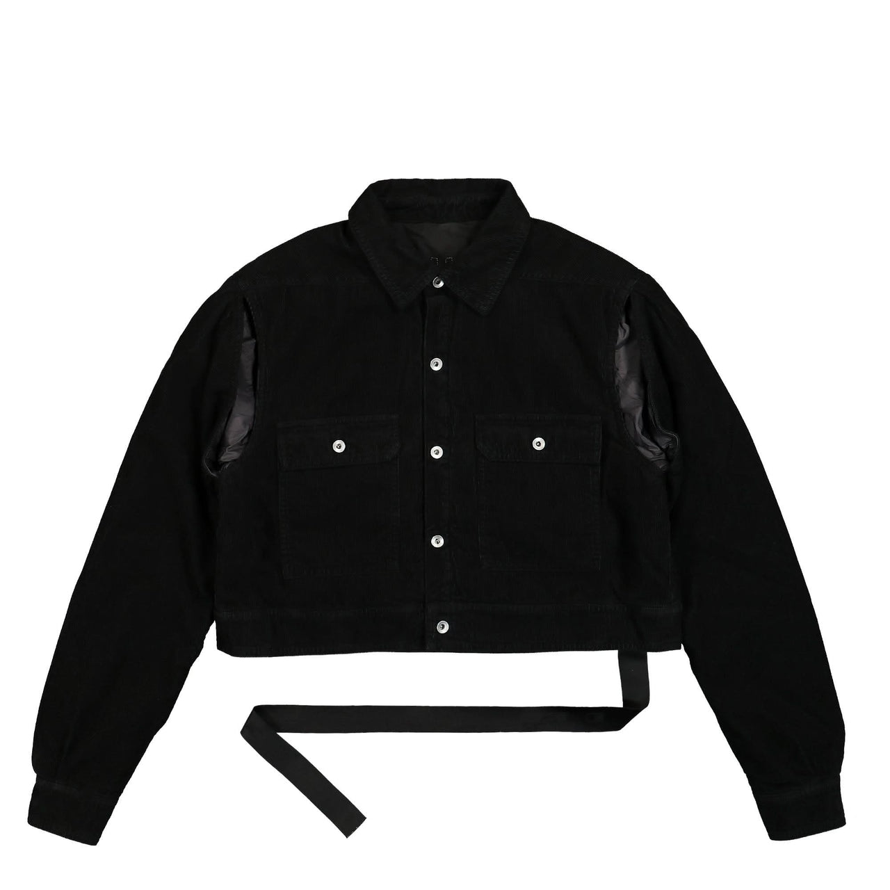 Rick Owens Cape Sleeve Cropped Outershirt Black Detail view 1 | Gate
