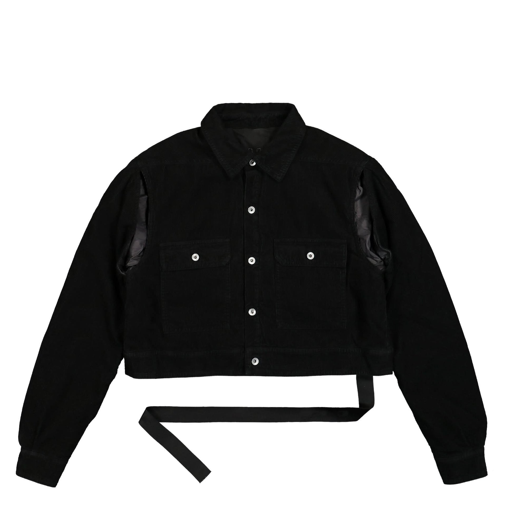 Rick Owens Cape Sleeve Cropped Outershirt Black Detail view 1 | Gate
