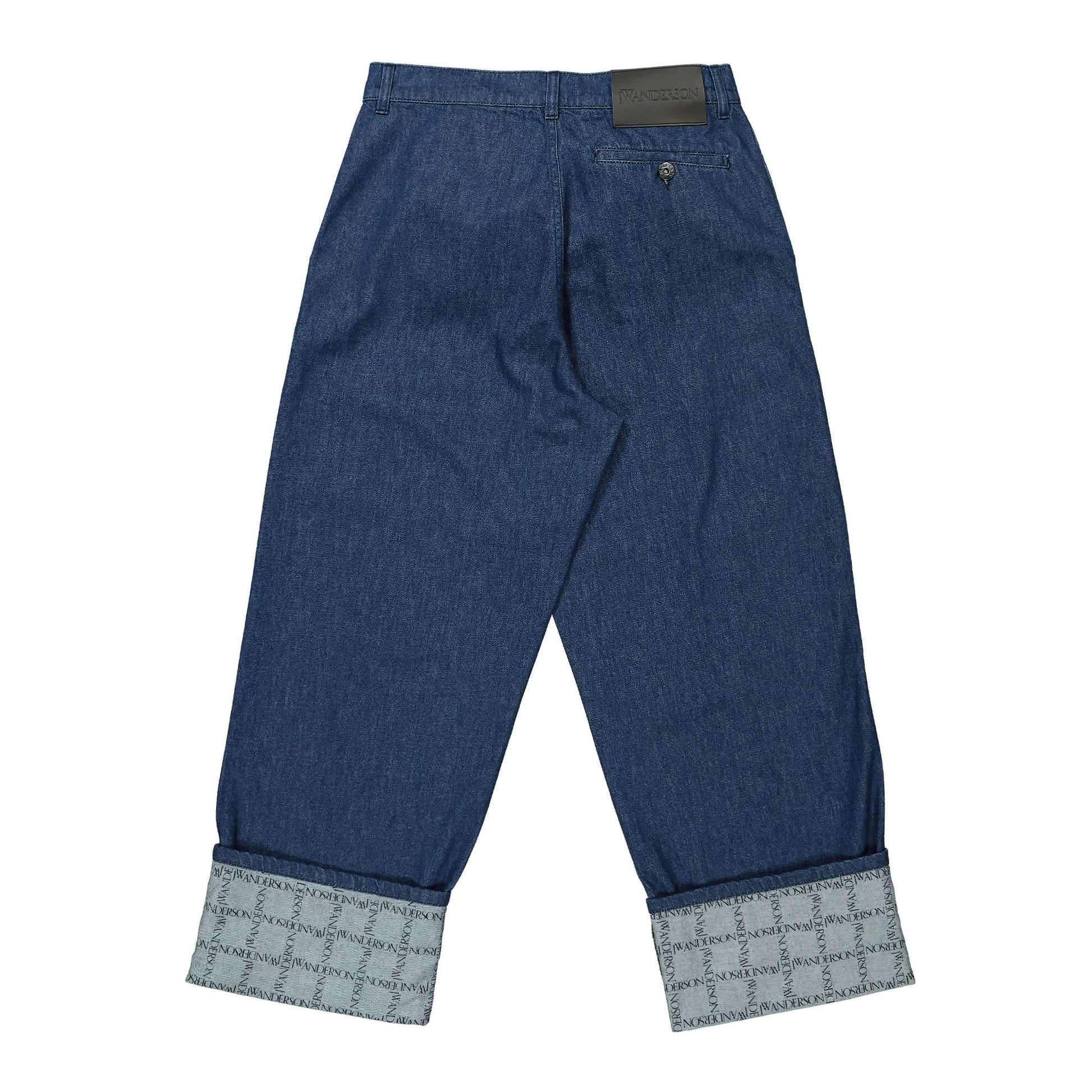 JW Anderson Logo Grid Turn Up Workwear Jeans Blue Detail view 2 | Gate