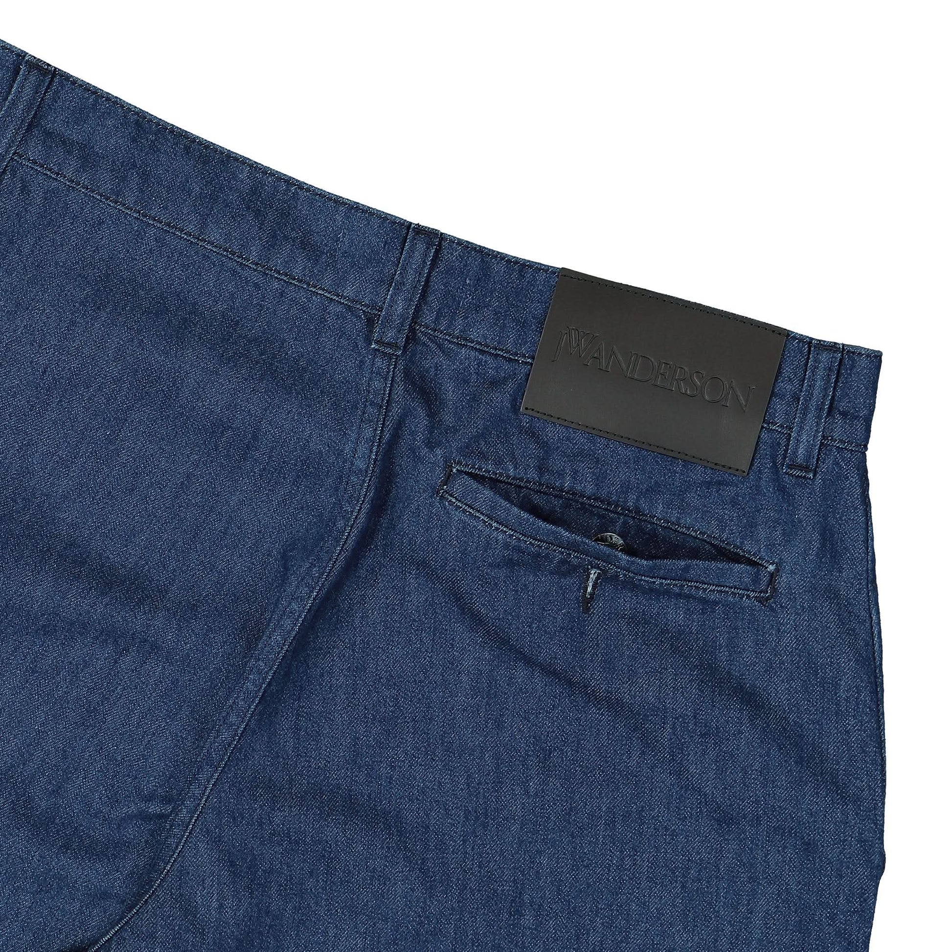 JW Anderson Logo Grid Turn Up Workwear Jeans Blue Detail view 5 | Gate