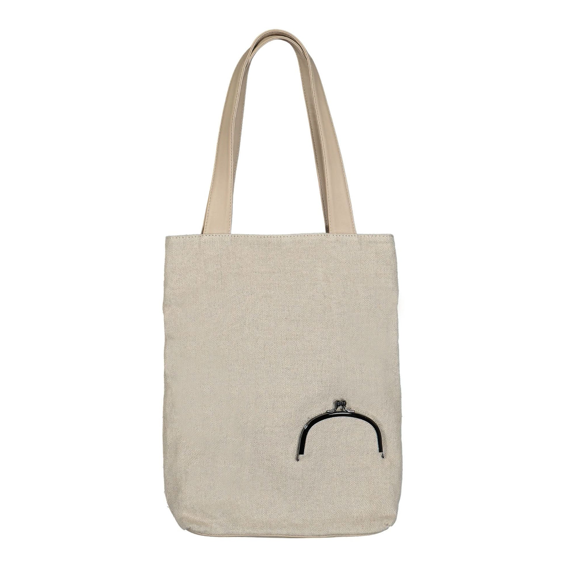 Yohji Yamamoto "Discord" Crasp Tote S Beige Detail view 1 | Gate