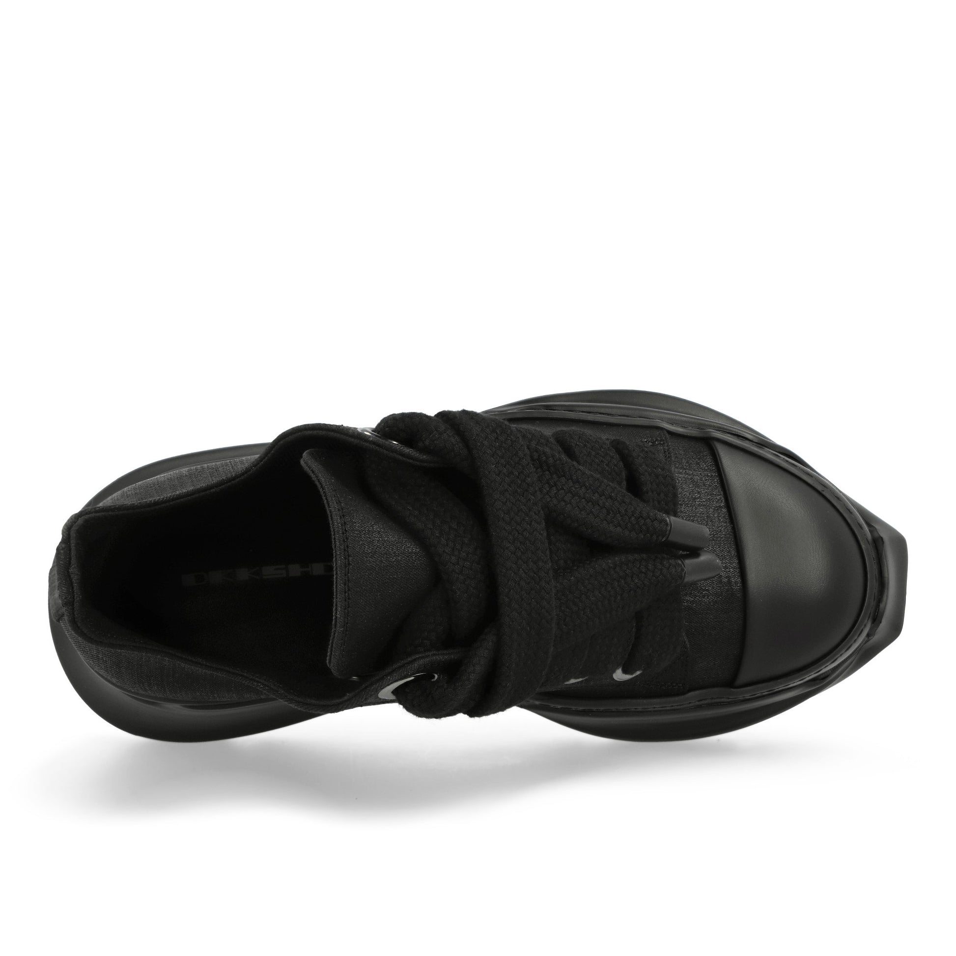 Rick Owens Jumbo Laces Abstract Low Sneaks Black Sneaker Detail view 5 | Gate