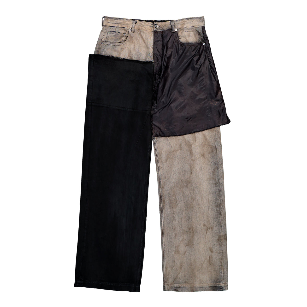 Rick Owens DRKSHDW Geth Jeans Dust / Black / Black Denim Pant DU01F4351 COMW1A 340909 Detail View 1 | GATE