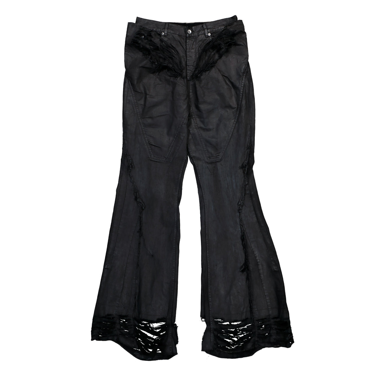 Rick Owens DRKSHDW Slivered Bootcut Denim Pants Black Pants DU01F4359 DBKSH 09 Detail View 1 | GATE